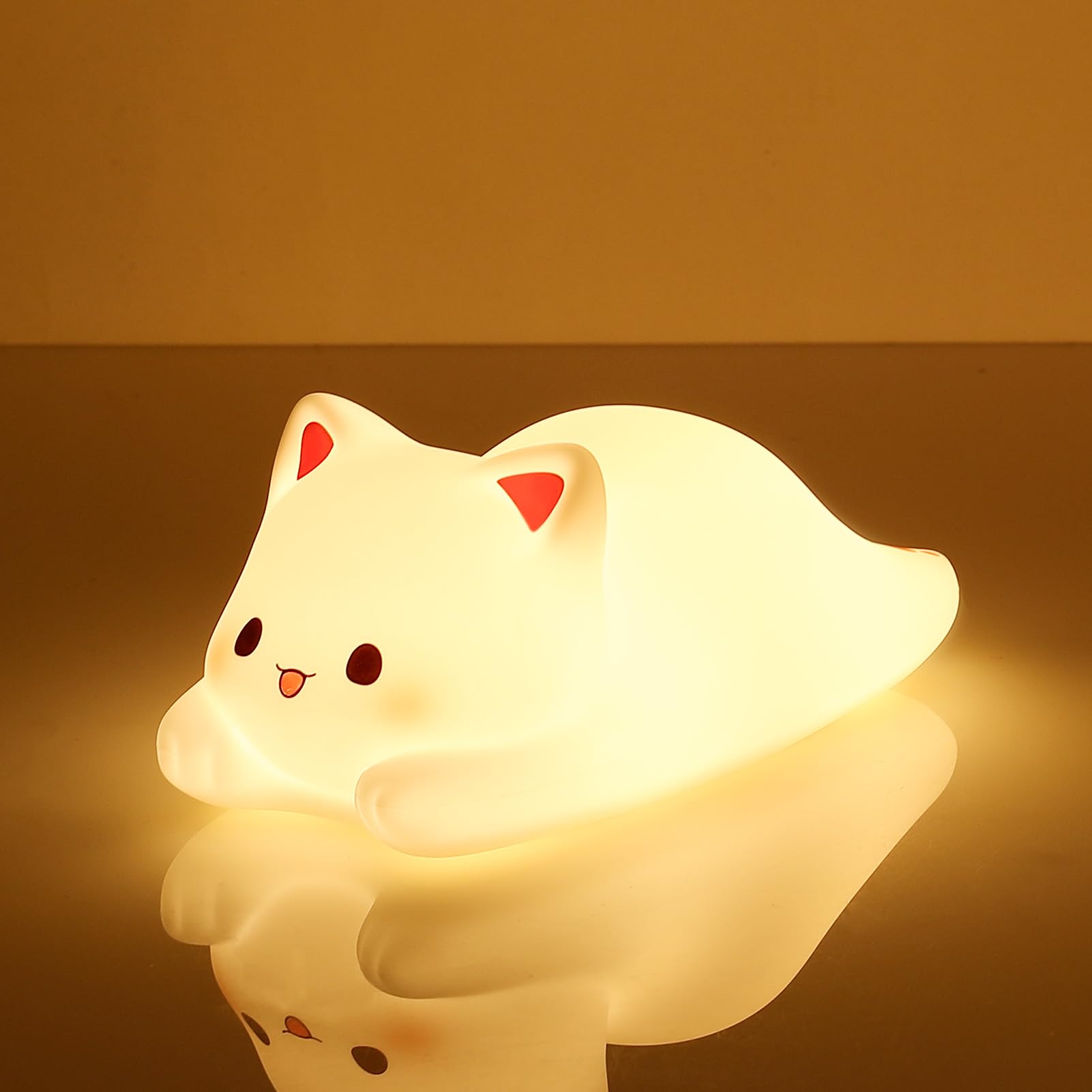 LOVERUIS Cute Cat Night Light for Kids, Dimmable Nursery Lamp, 4 inches, Multicolor, Model ZHLJ1