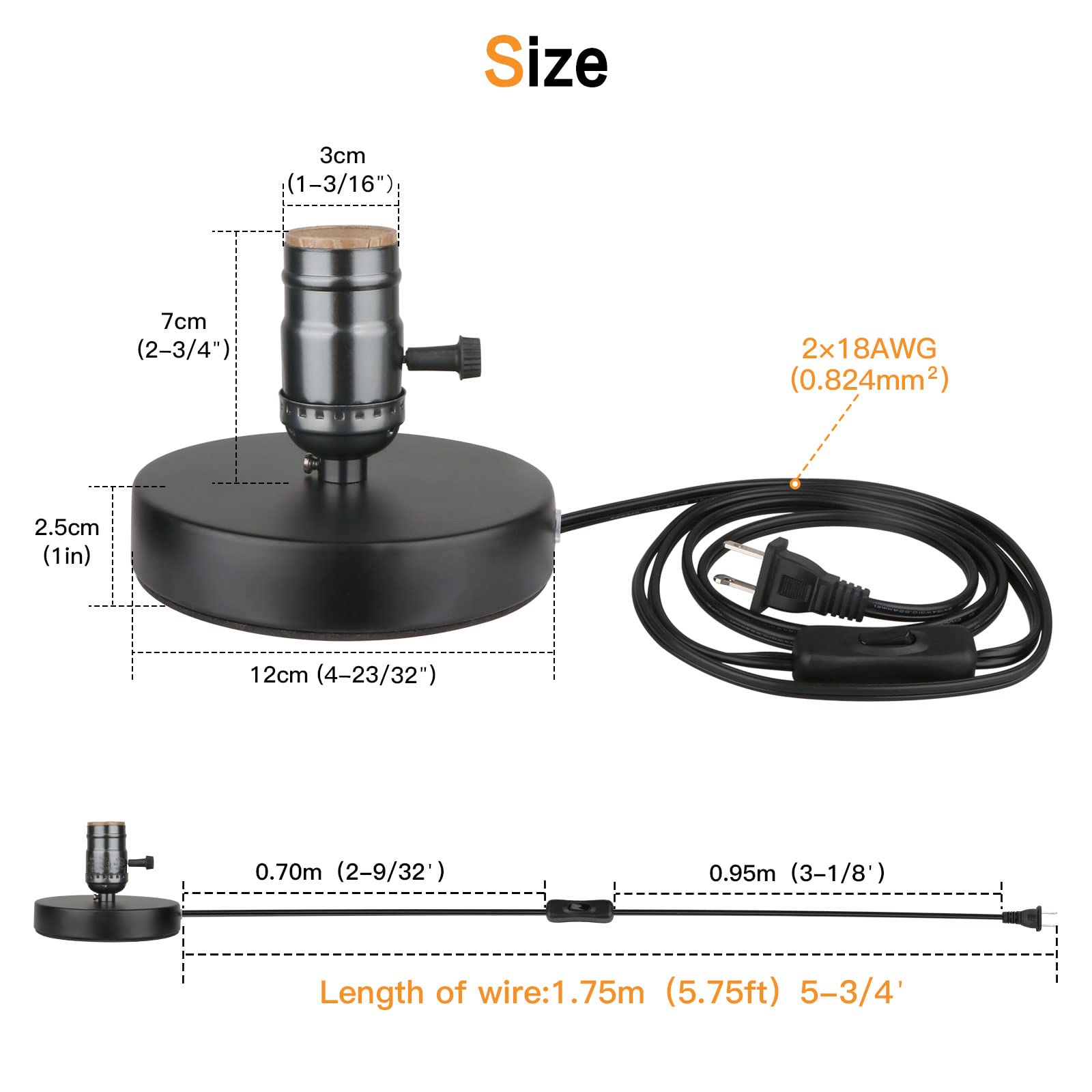 Zevnico Vintage Table Lamp Base Only Without Shade, Mini Basic Edison Exposed Light Bulb Stand, E26 E27 Short Edison Desk Lamps