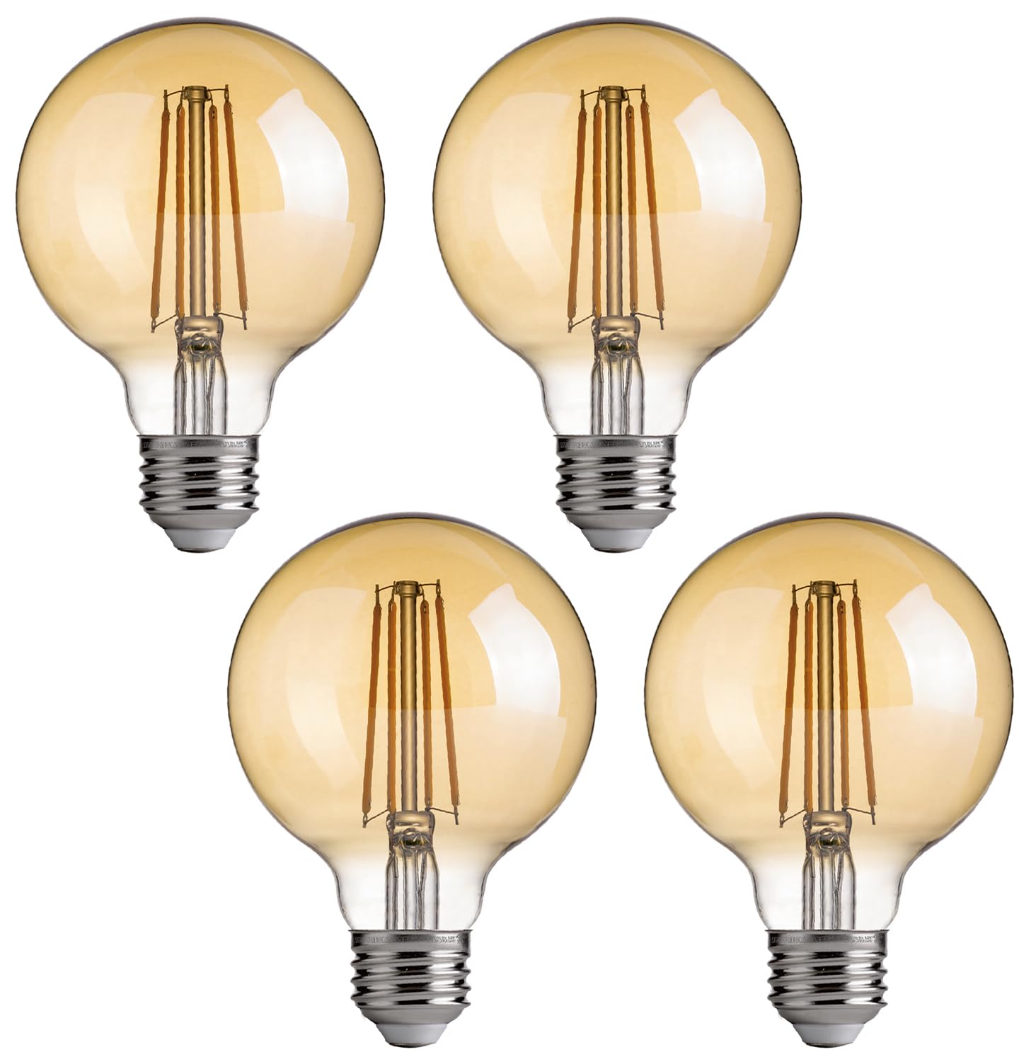 Flsnt 4 Pack G25 Led Globe Edison Bulbs For Bedroom And Living Room, 2200K Warm White, Cri90+ Dimmable, 40W Equivalent, 400Lm, E