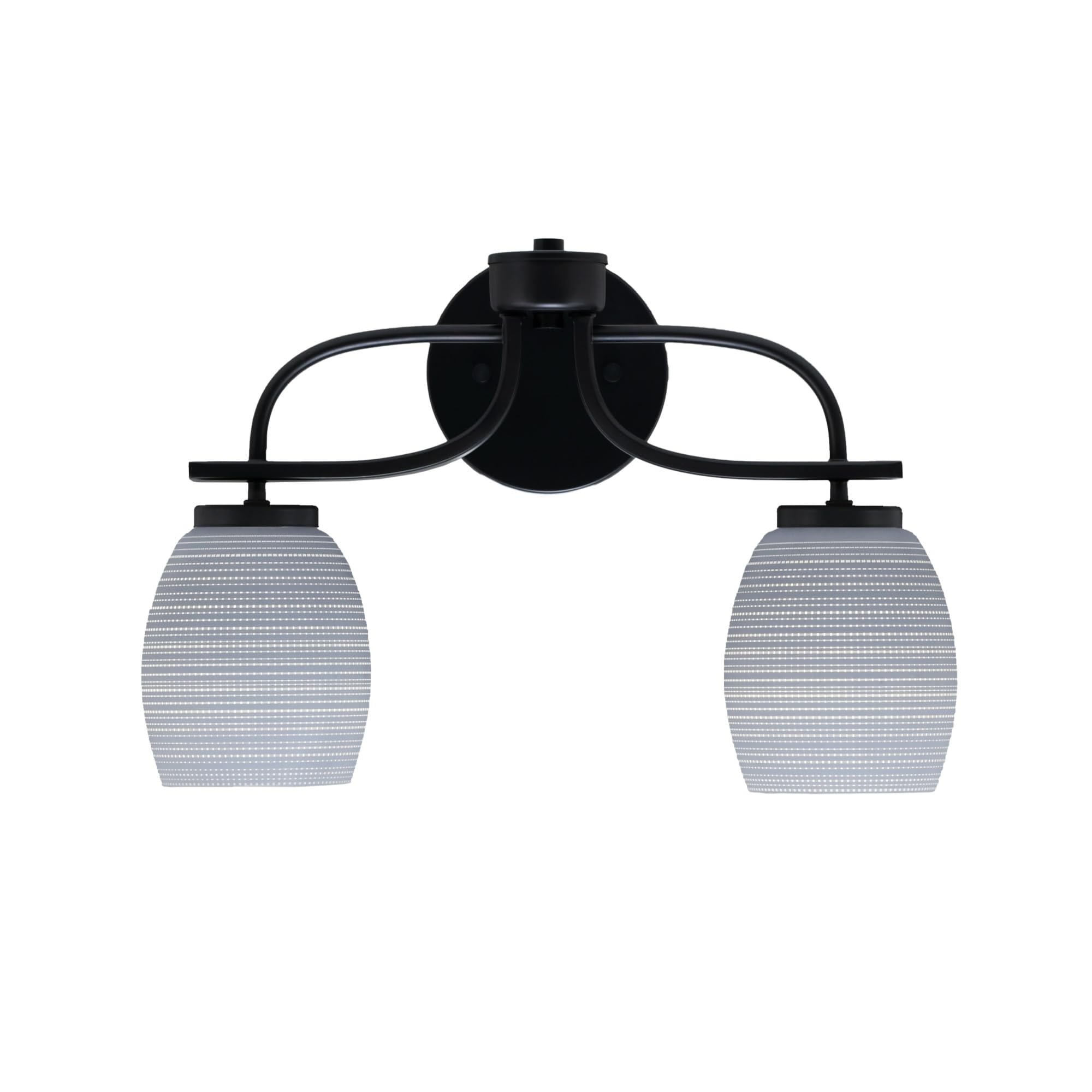 Cavella 2 Light Bath Bar In Matte Black Finish With 5" Gray Matrix Glass