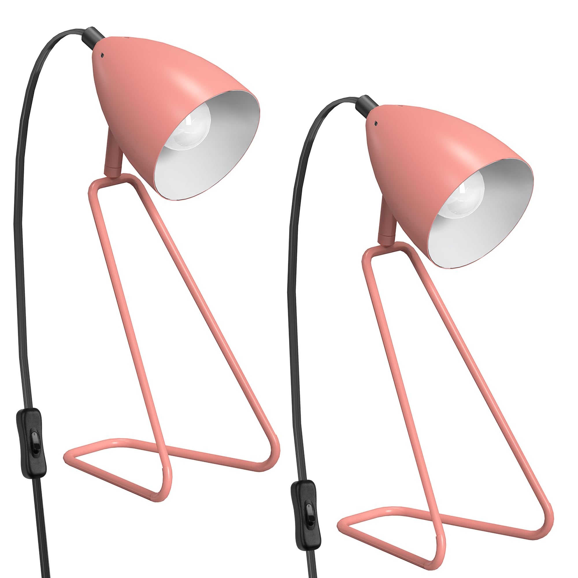 Partphoner Table Lamp Set Of 2, 350Rotatable Small Desk Lamp, Modern Pink Reading Bedside Lamps, Suitable For Study, Bedroom, Of