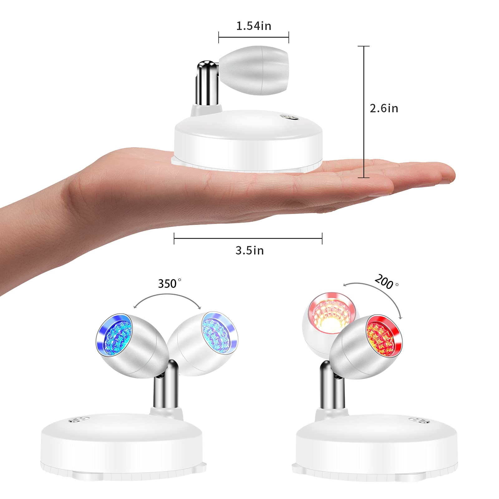 Amries Rgb Spotlight Led Puck Light - Battery Operated, Dimmable With Remote, 2-Pack