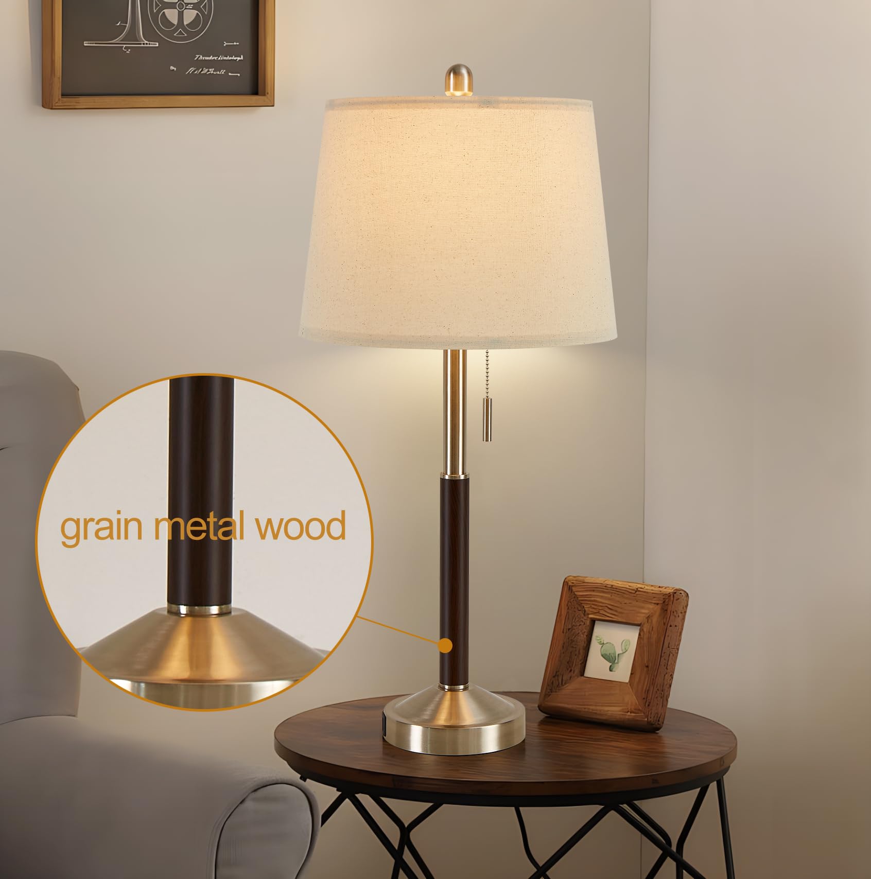 Yameiwan 28&quot; Touch Control Bedside Table Lamps Set Of 2 With Usb Charging Port, Modern Crystal Glass