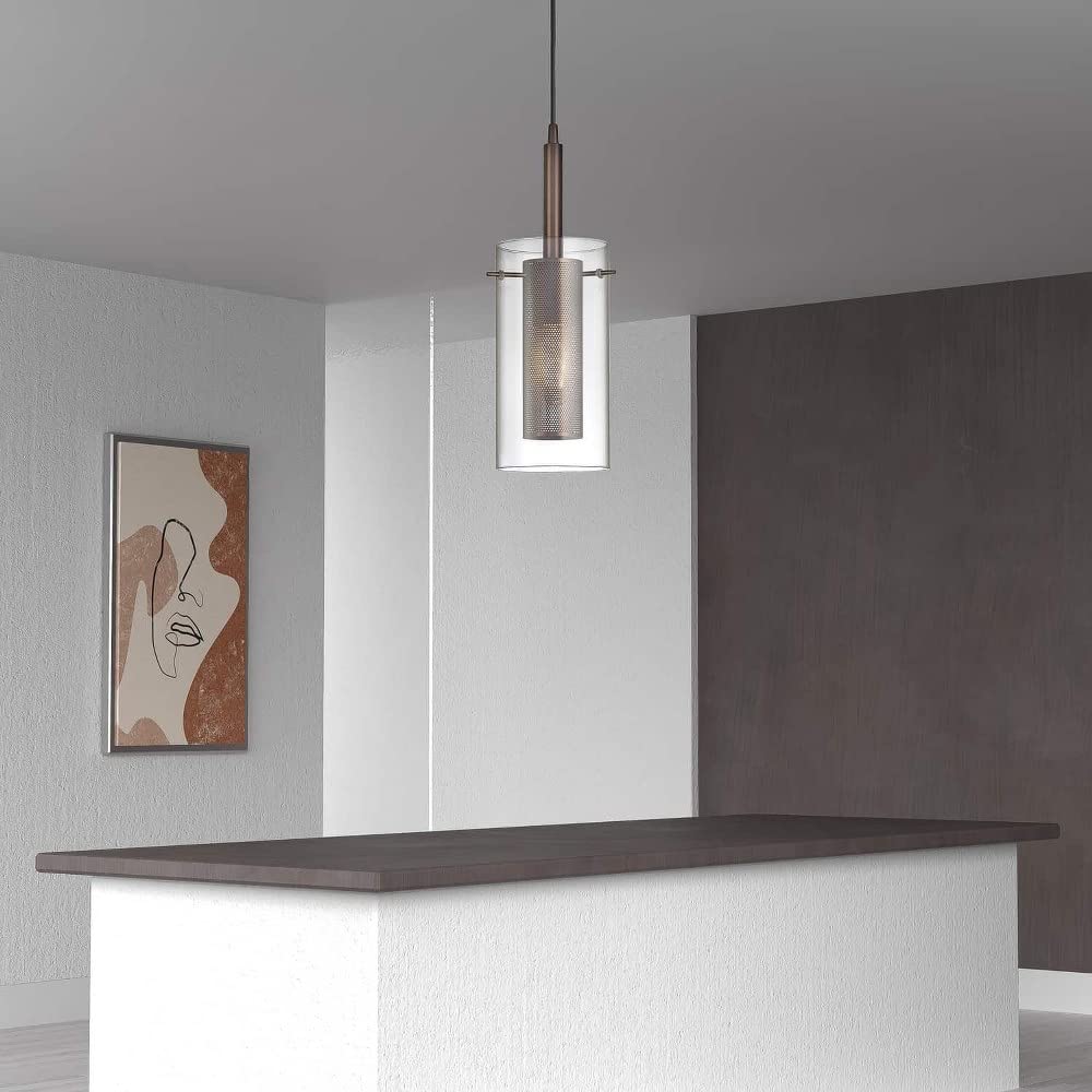 Dainolite 1Lt Metal And Glass Pendant