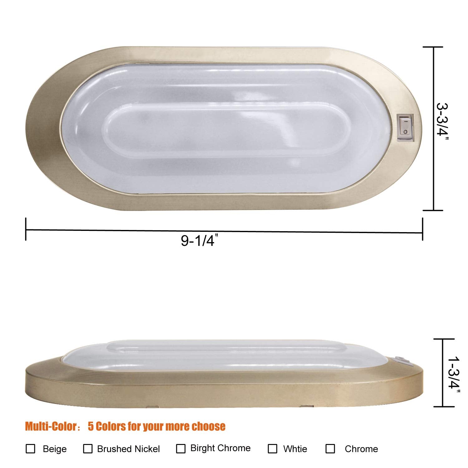 Facon 12V LED Pancake Light, Surface Mount Dome Light, Brushed Nickel, Model DDS01-401, 2 Packs, for RVs, Trailers, and Boats