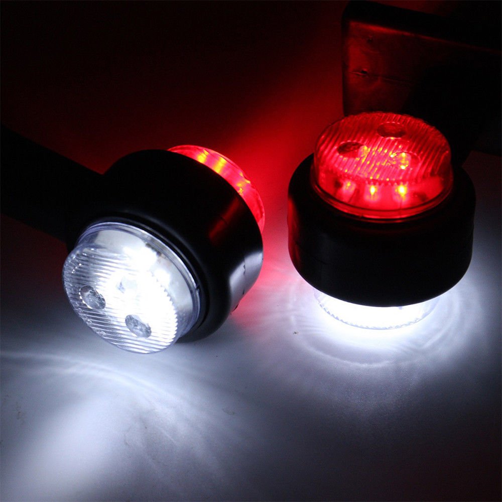 MASO 12V LED Side Outline Stalk Marker Lights - 20CM White Red for Trailer Truck Caravan