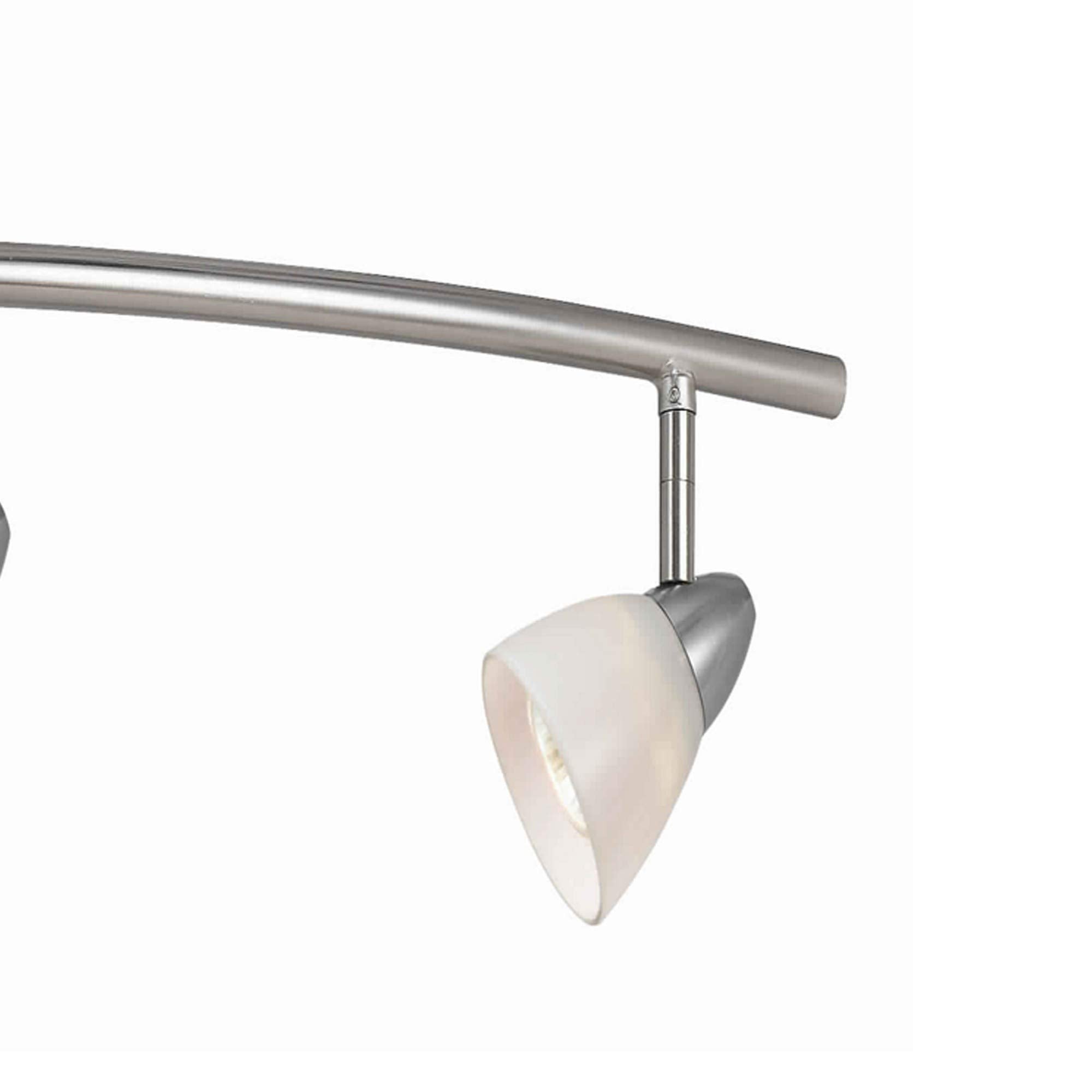 Benzara 5 Light Metal Track Light Fixture, Glass Shade, 120V, White and Silver, Model BM225641