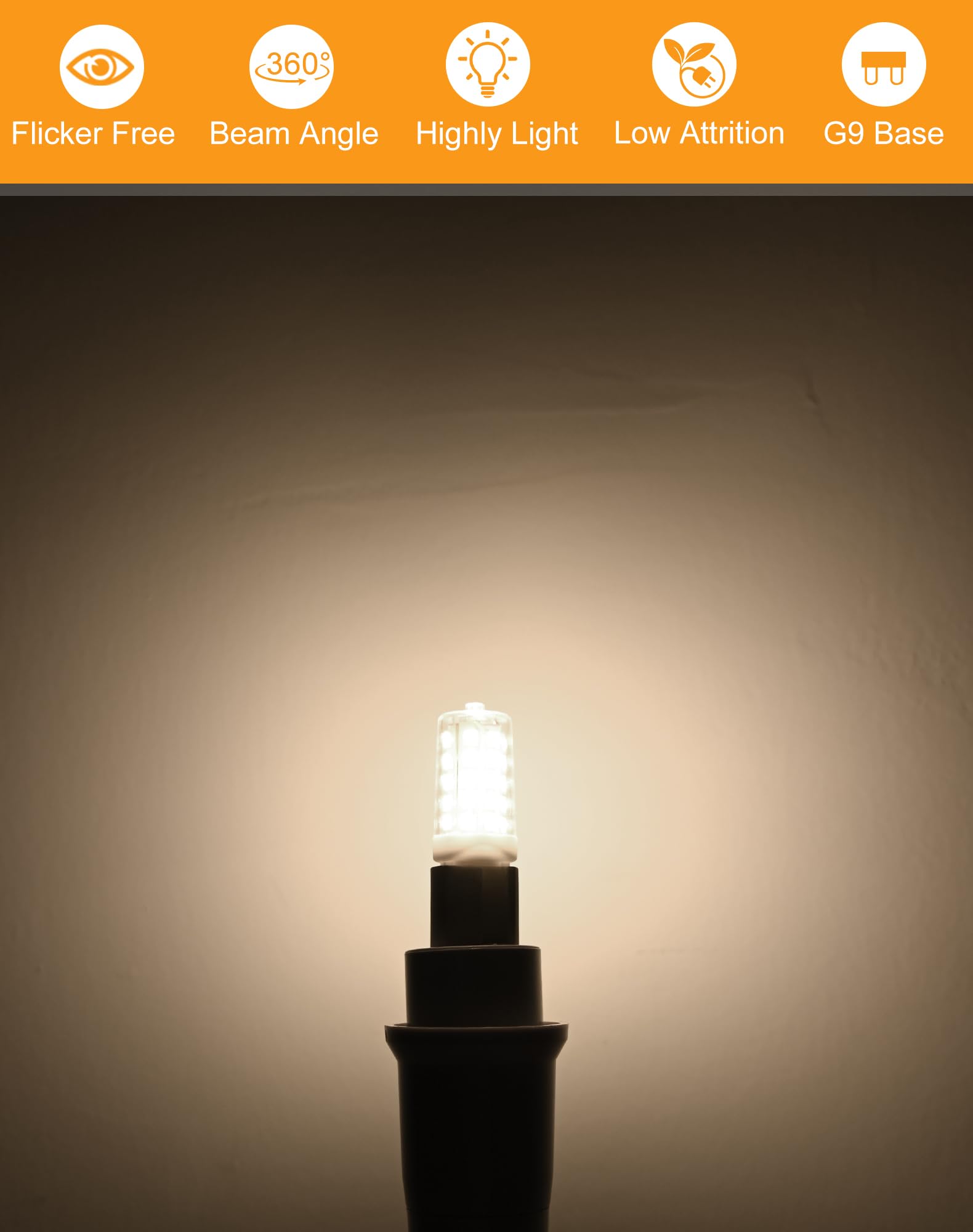 GOHDLAMP G9 LED Bulbs 10 Pack, 4W Non-Dimmable, 4000K Neutral White, 450 Lumen, Bi-Pin Base, Ceramic and Plastic
