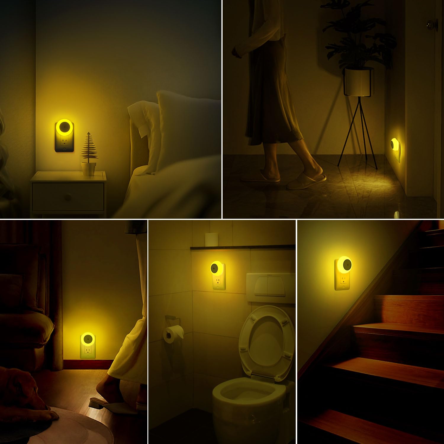Fesnne Night Light, Night Lights Plug Into Wall, Dusk To Dawn Sensor, Amber Led Night Light 0.5W, 2 Pack Nightlight For Adults, Bedroom, Bathroom, Hallway, Kitchen
