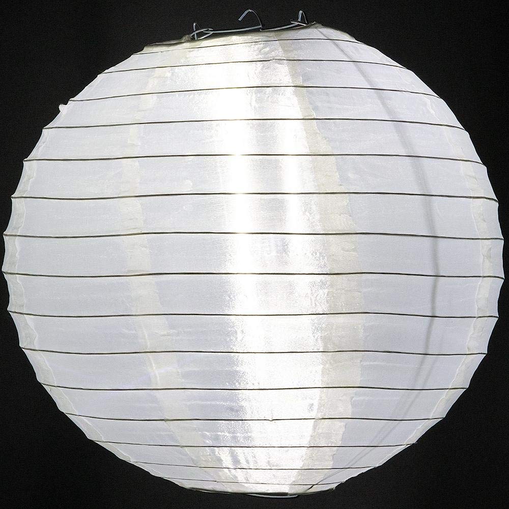 Quasimoon Paperlanternstore.Com 4 Inch White Round Nylon Lanterns, Even Ribbing, Hanging (10-Pack) Decoration