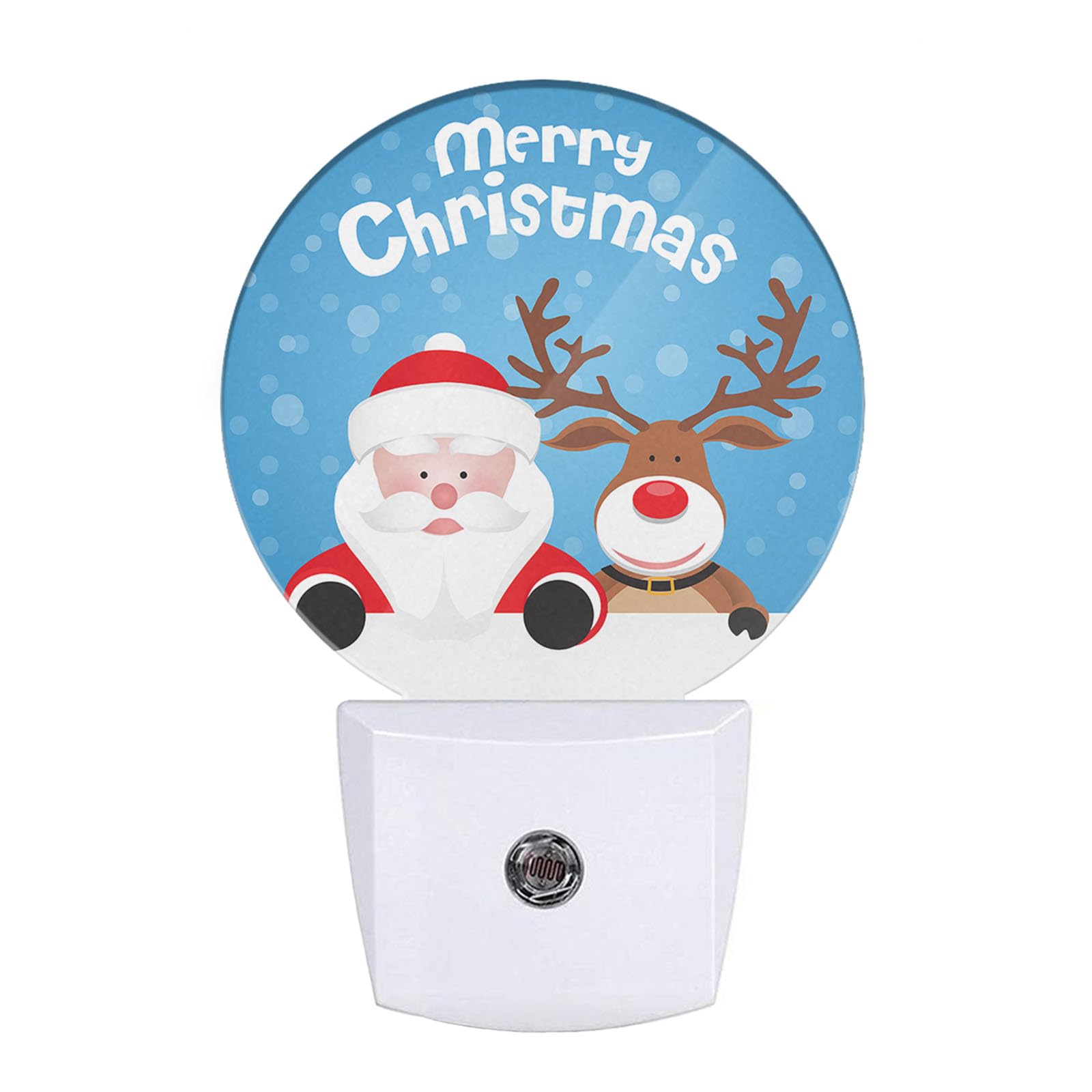 EKOBLA Santa Claus and Reindeer Night Lights Plug into Wall Merry Christmas Snowflakes LED Dusk to Dawn Night Lamp Auto Sensor f