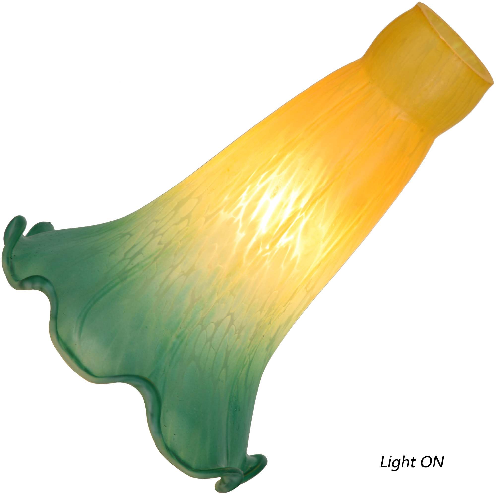 Bieye Ls17S Lily Flower Blown Glass Lampshade (Yellow Cyan, Opening I.D. 0.87'' X O.D. 1'')