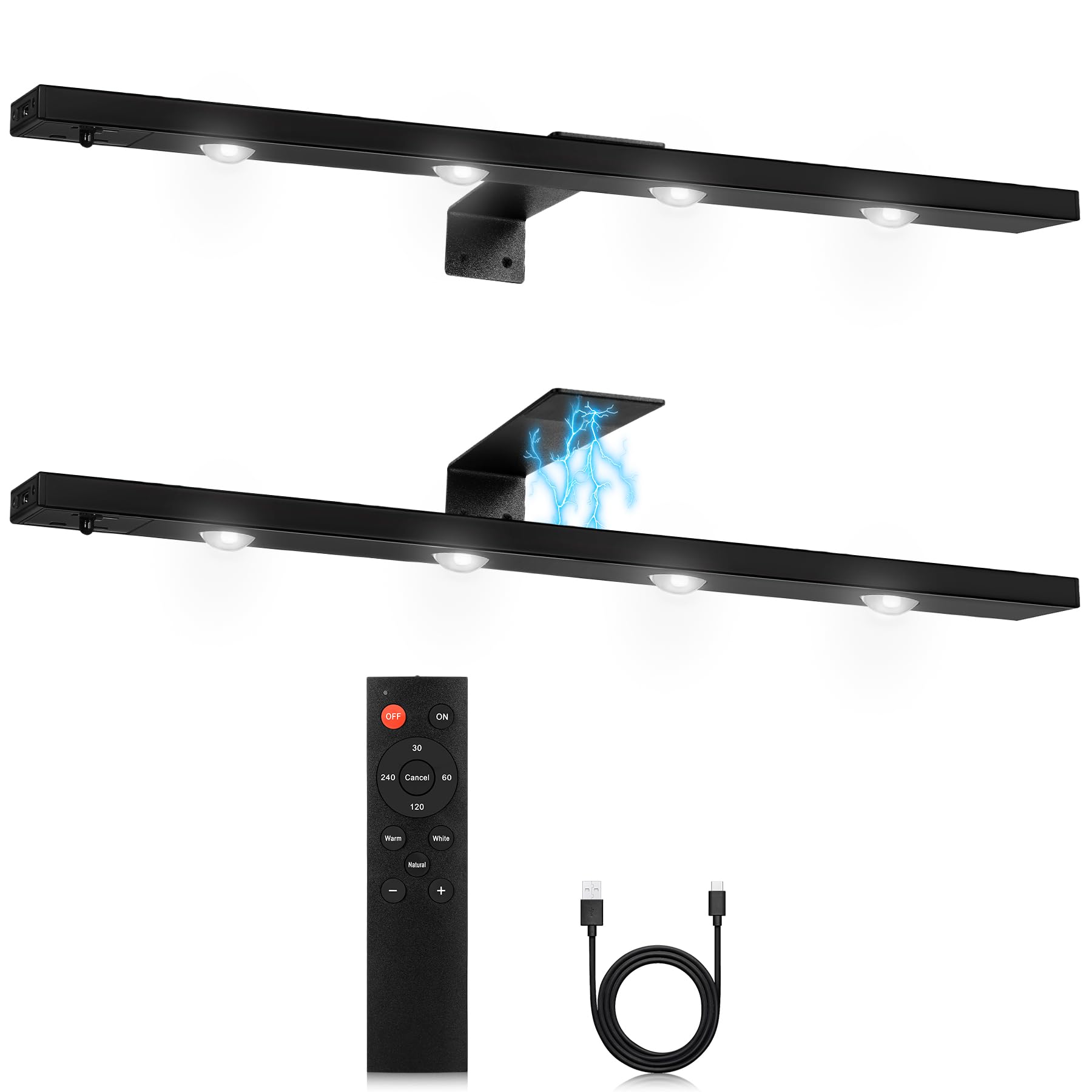 2Pack Painting Light Battery Operated with Remote,Wall Art Light Picture Light Rechargeable,3Lighting Display Light Accent Light