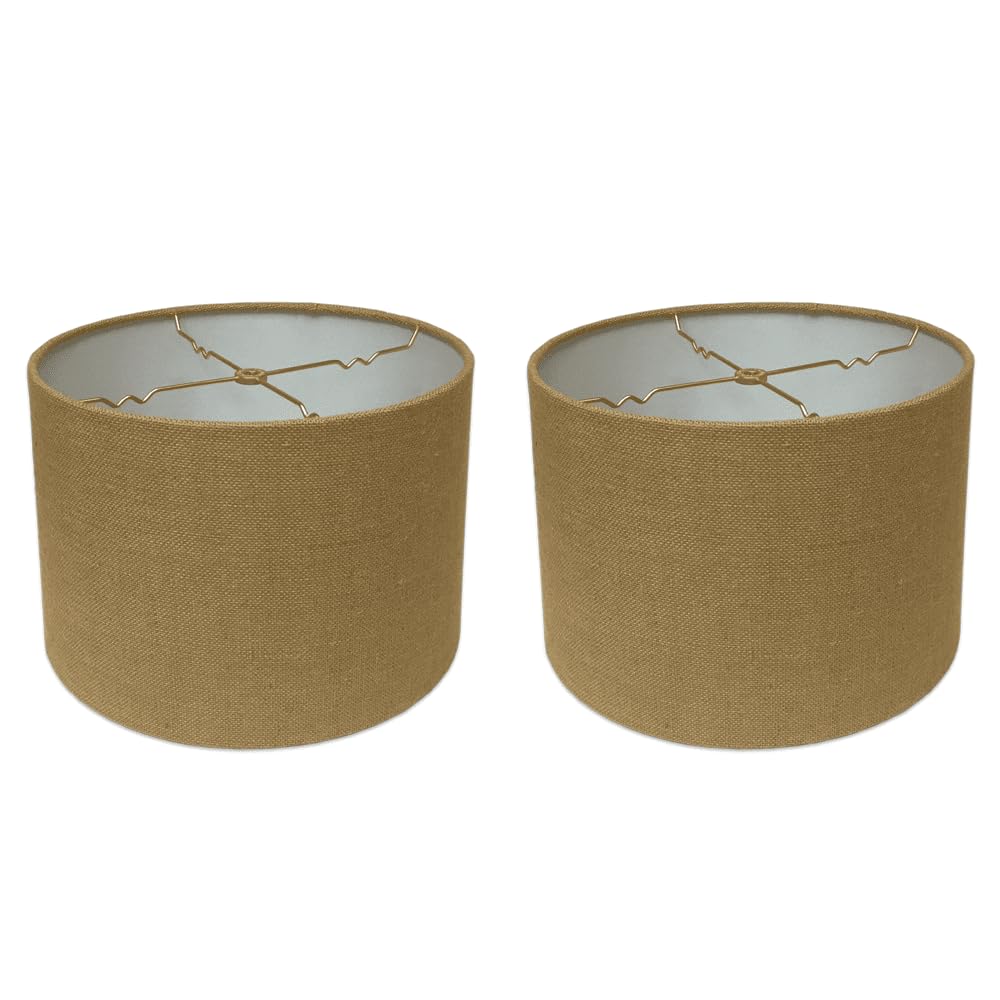 Royal Designs, Inc. Shallow Drum Lamp Shade, HB-610-10BL-2, Burlap, 9 x 10 x 7, 2 Pack
