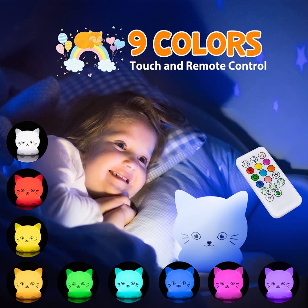 Mamtopia Night Light for Kids, Baby Night Light Touch Sensor and Remote Control Baby Lamp with 9 Adjustable Brightness and 9 Col