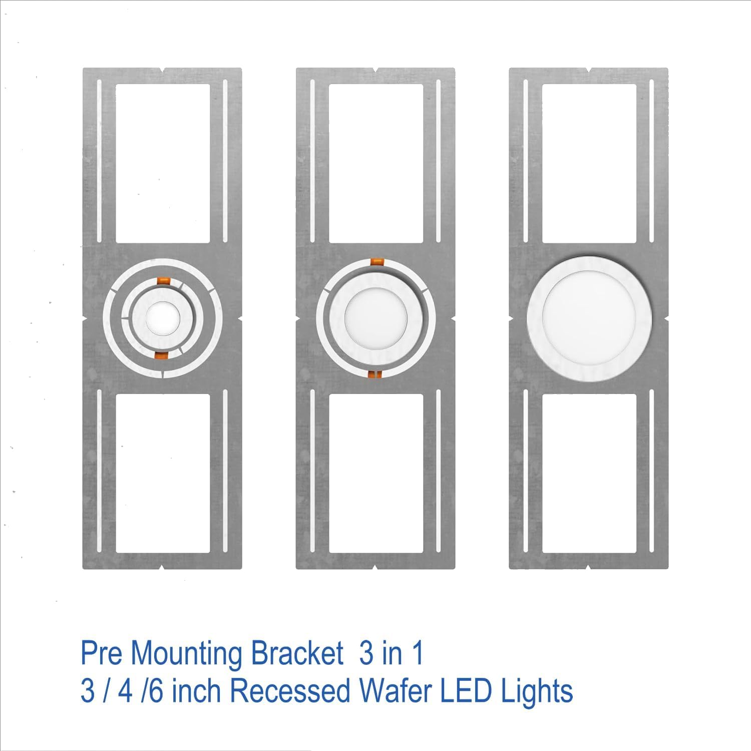 Fort 48 Pack New Construction Rough-In Plate Pre Mounting Bracket For 3/4/6 Inch Recessed Wafer Led Lights - 26 Inch Length, Sha