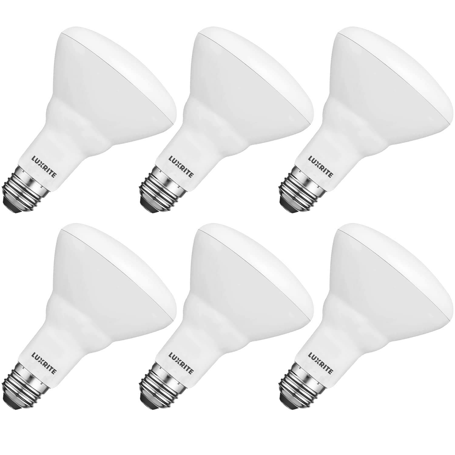 LUXRITE BR30 LED Bulb 65W Equivalent Dimmable 650 Lumens 6-Pack 6500K Daylight E26 Medium Base Indoor/Outdoor