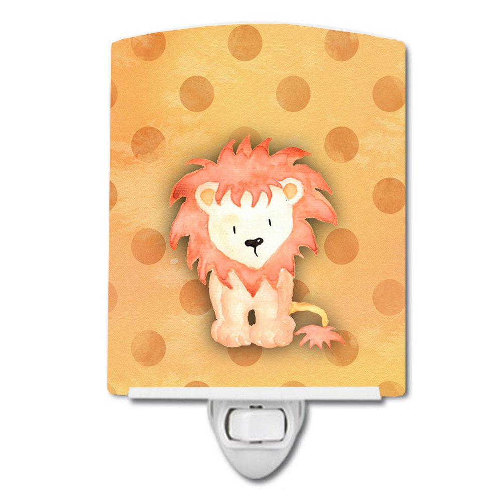 Carolines Treasures BB7374CNL Polkadot Lion Watercolor Ceramic Night Light Compact, ULCertified, Ideal for Bedroom, Bathroom, 