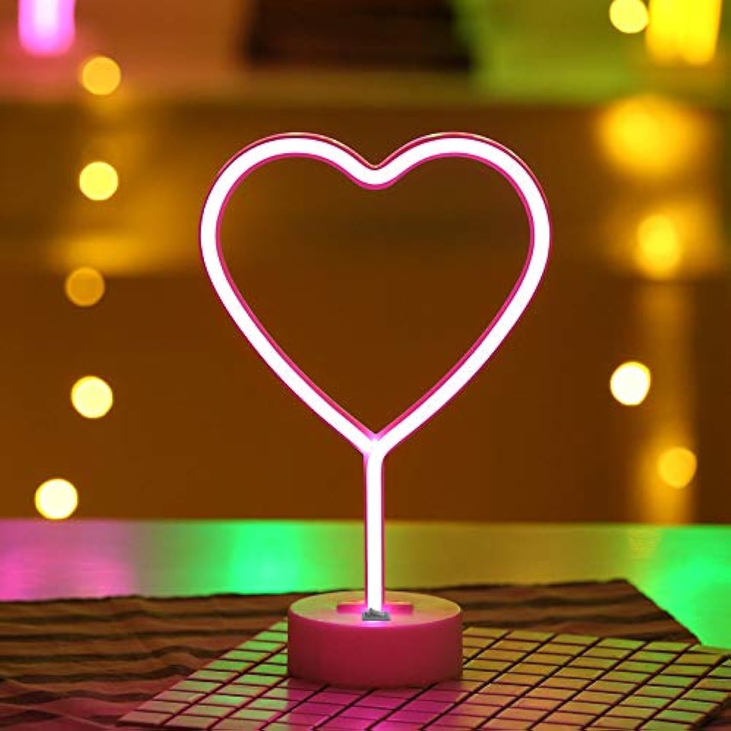 Lovenite Neon Indoor Night Light, Battery Operated Glowing Neon Decorative Sign Led Light For Room Party Festival Decorations (H