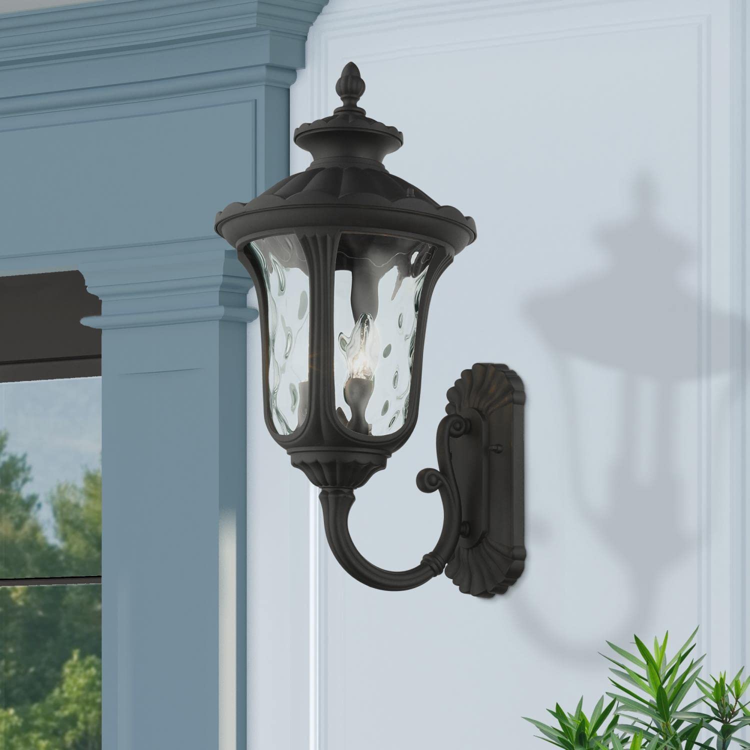 Livex Lighting Oxford 3-Light Outdoor Wall Lantern, 22inx11inx22in, Aluminum, Black, Model 7856-14