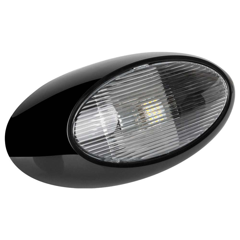 Lumitronics 12 Inch LED Oval Outdoor Scare/Porch Light, Clear Lens, Black, Model LUM-ICL54, Durable Plastic
