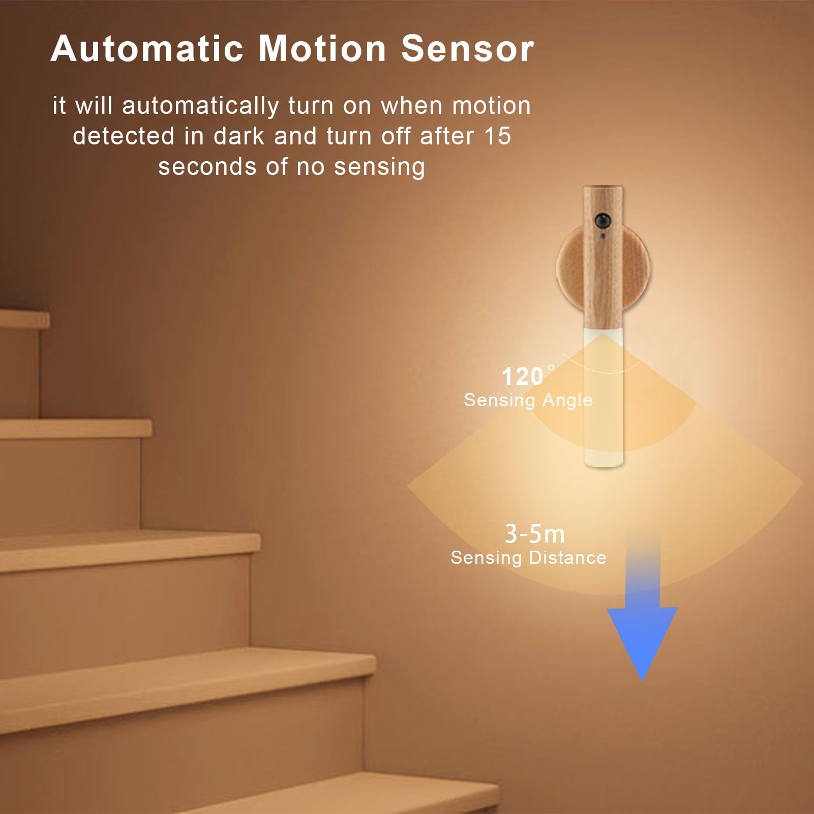 Landgoo Led Wall Sconces Motion Sensor Lights Portable 360 Lamps Battery Operated Rechargeable Warm Vanity Lighting Fixture Mode