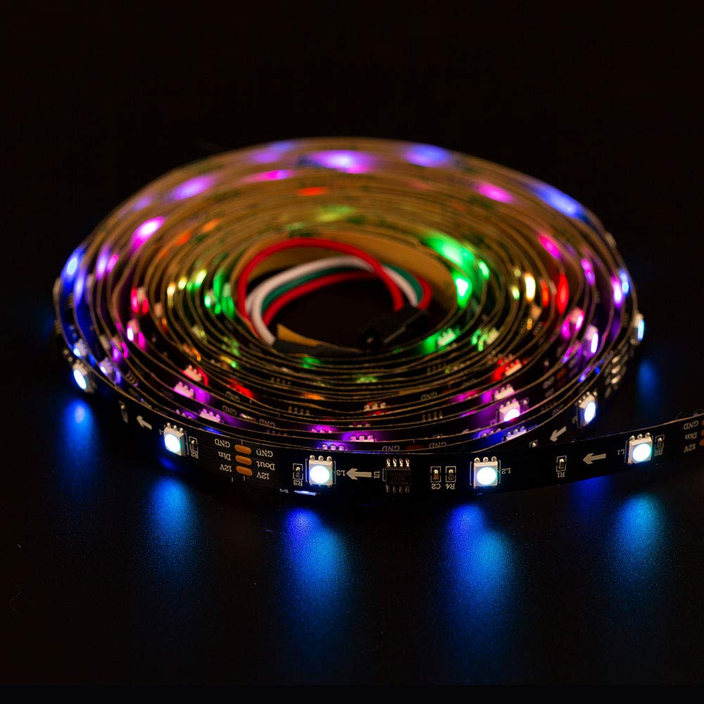 Btf-Lighting Ws2811 Ic=Rgb+Ic Addressable Dream Color Led Strip 16.4Ft 30Leds/M 10Pixels/M Non-Waterproof Black Pcb Flexible Dc1