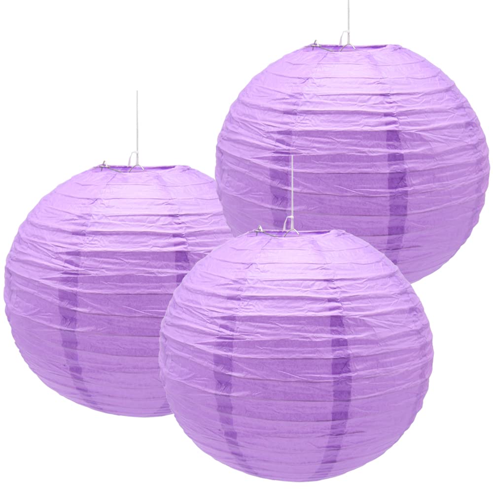 Hocansen Paper Lanterns 3pcs Decorative Round Chinese 12in Jewel Blue Metal for Birthday Halloween Wedding Party Decor