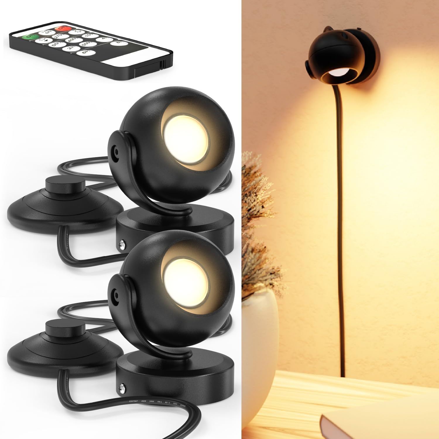 Sunco Spot Lights Indoor, LED Uplighting Ceiling Spotlight Fixtures, Plant Light D  cor, 300 LM, 3W, Selectable CCT 2700K/4000K/