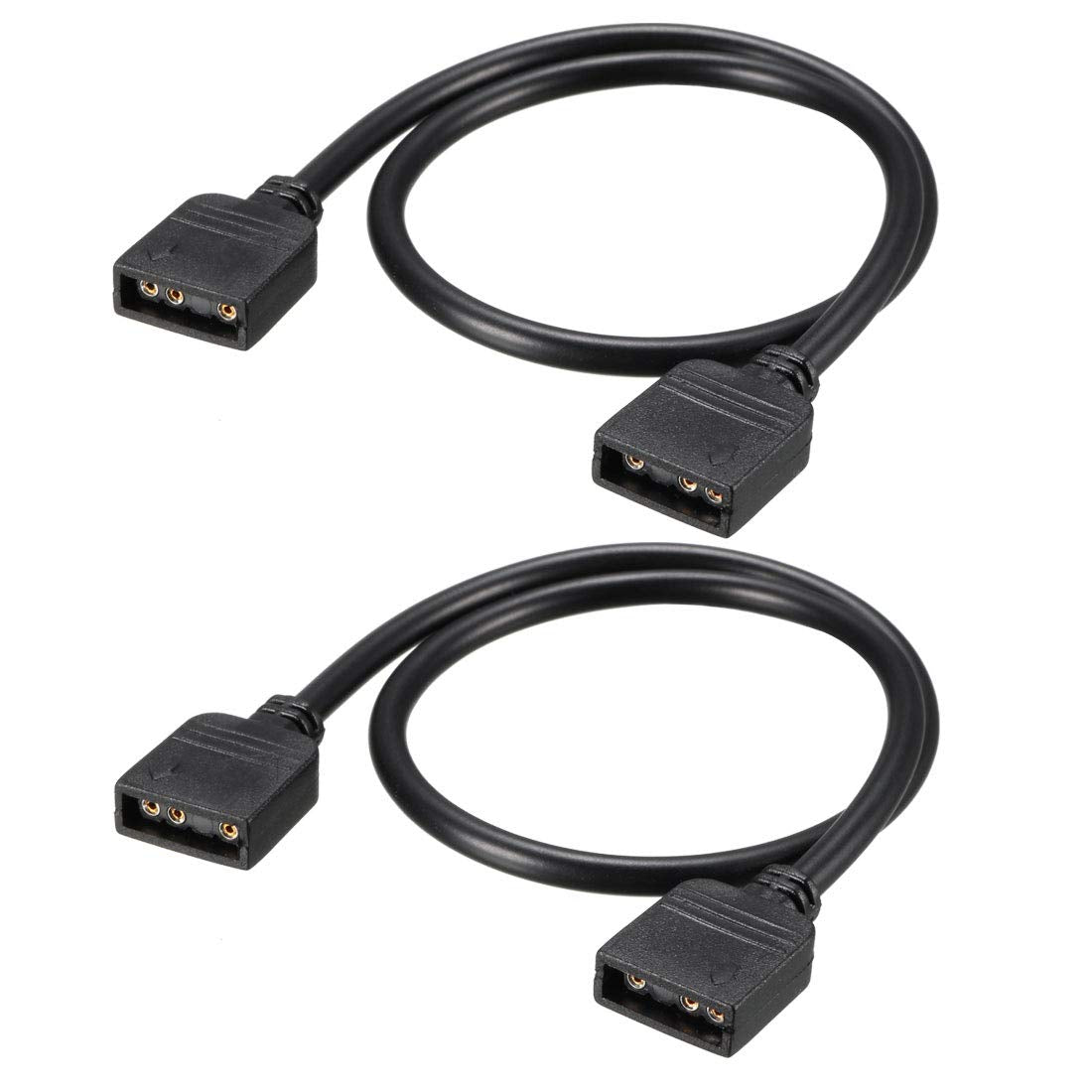 uxcell ARGB Splitter Cable Female to Female 3 Pin Extension Connector Cord Wire for 5050 3528 LED Light Strips 30cm Length 2Pcs