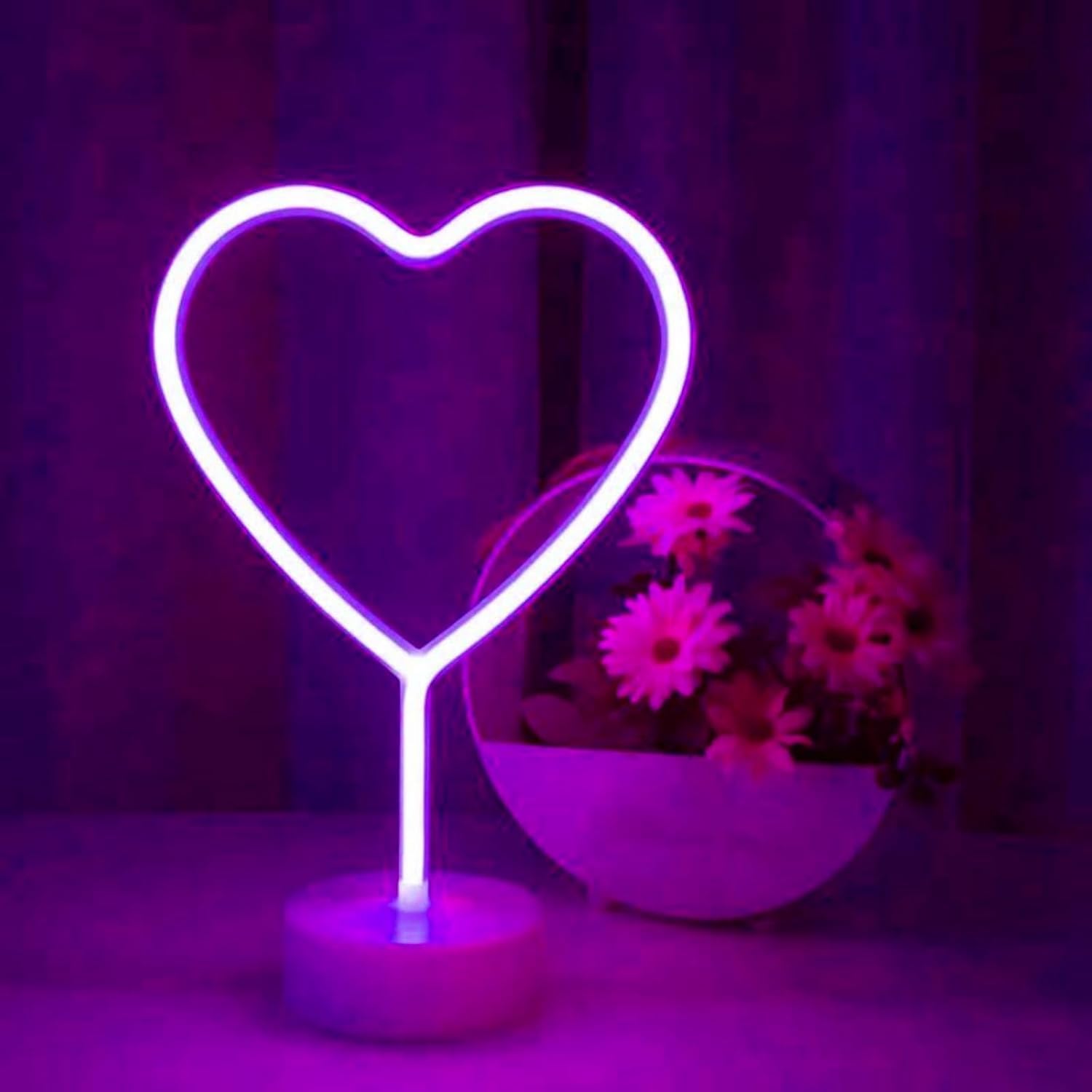 Heart Neon Sign  2 Pack Room Decor Neon Lights For Bedroom Girls  Battery Operated Or Usb Powered Led Heart Lamp For Birthday Wall Decor Party Home Decor  Mothers Day Valentine Gifts(Purple)