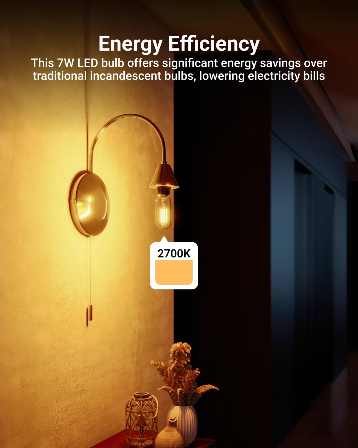 Sunco Lighting T45 Edison Bulbs, 6 Pack, 60W Equivalent, 7W, 2700K Soft White, Dimmable, Clear Glass, Medium Base, Wet Rated