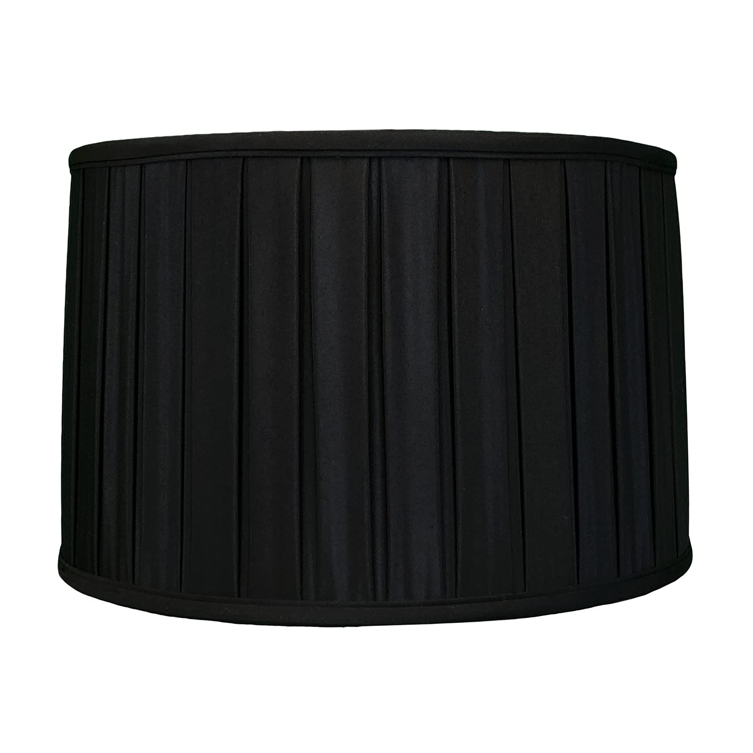 Royal Designs, Inc Bs-748-16Blkgl Royal Designs Shallow Drum English Box Pleat Basic Lamp Shade, Black With Gold, 15&quot; X 16&quot; X 10&quot;, 15 X 16 X 10