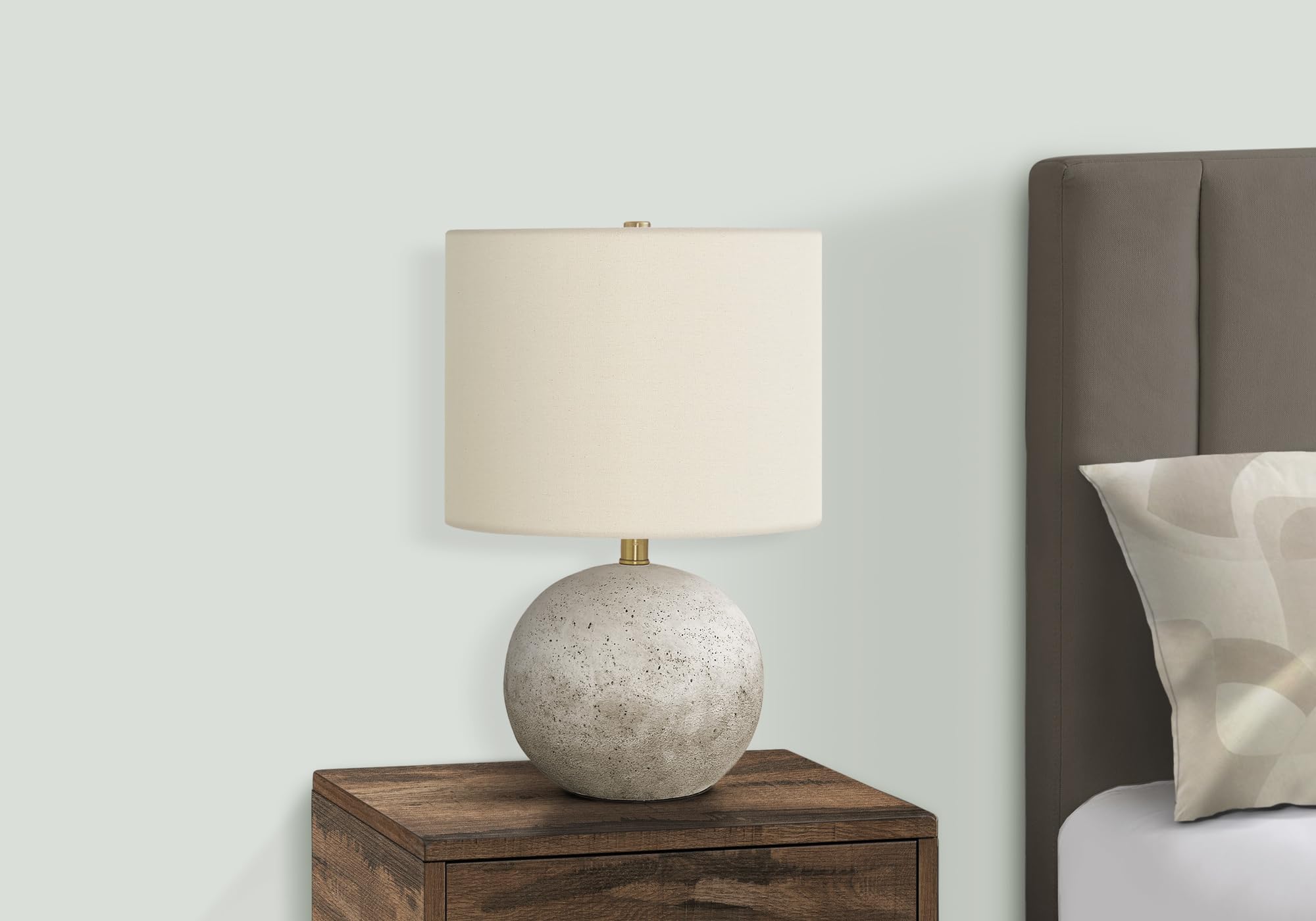 Monarch Specialties I 9717 Table Lamp, Grey Concrete, Ivory Shade, 13inL x 13inW x 19.5inH, Contemporary Design