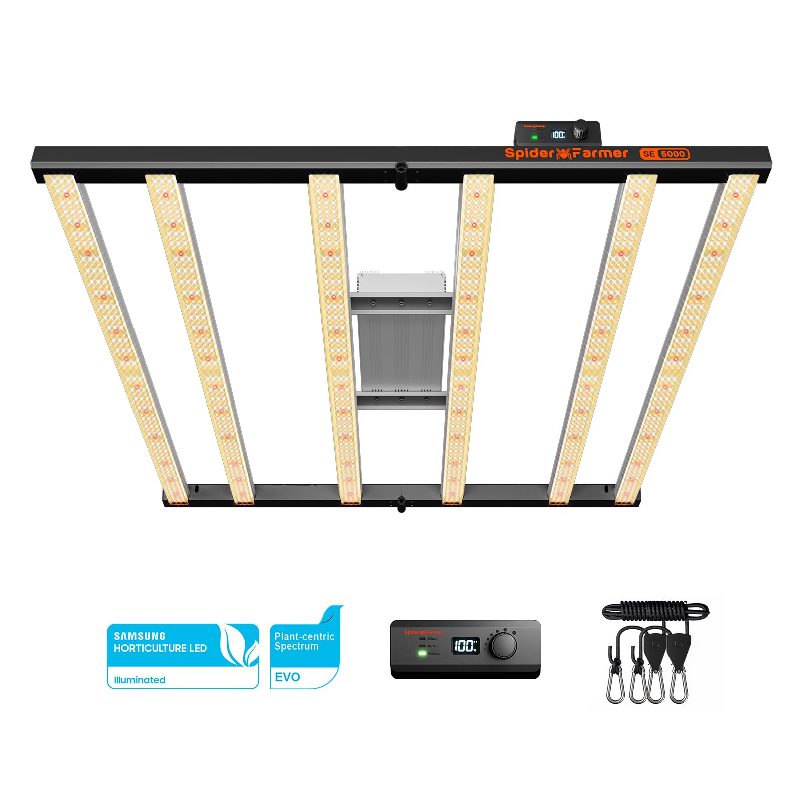 Spider Farmer Se5000 480W Led Grow Light, Samsung Lm301H Evo Diodes, 2025 Upgraded Remote App Control, Full Spectrum Dimmable Daisy Chain Bar Style Growing Lamp For Indoor Plants, 4X4Ft Coverage