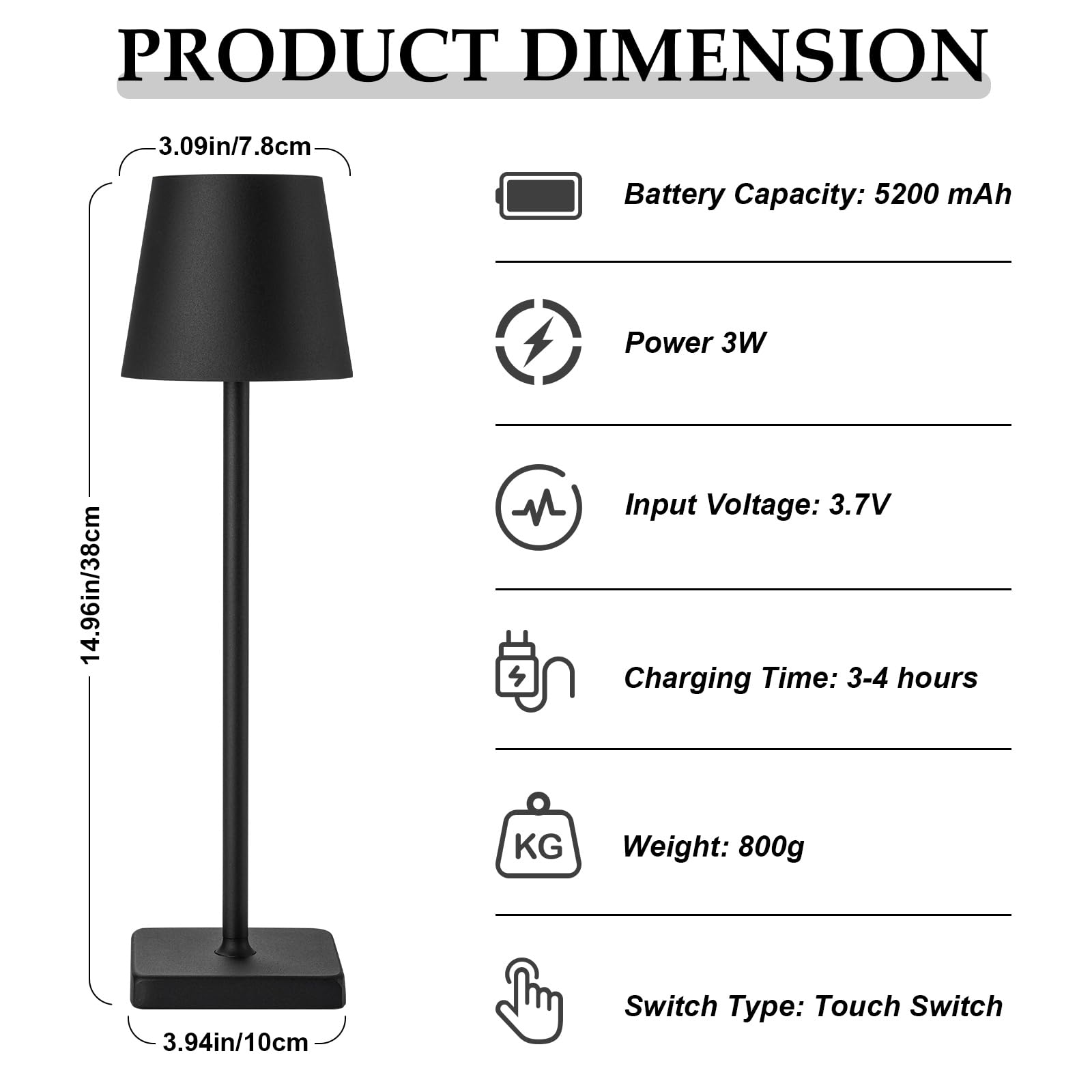 Hasun 2 Pack Led Cordless Rechargeable Table Lamp, 5200Mah Battery Operated Desk Lamp Table Light, Aluminum Shell, 3 Color Stepl