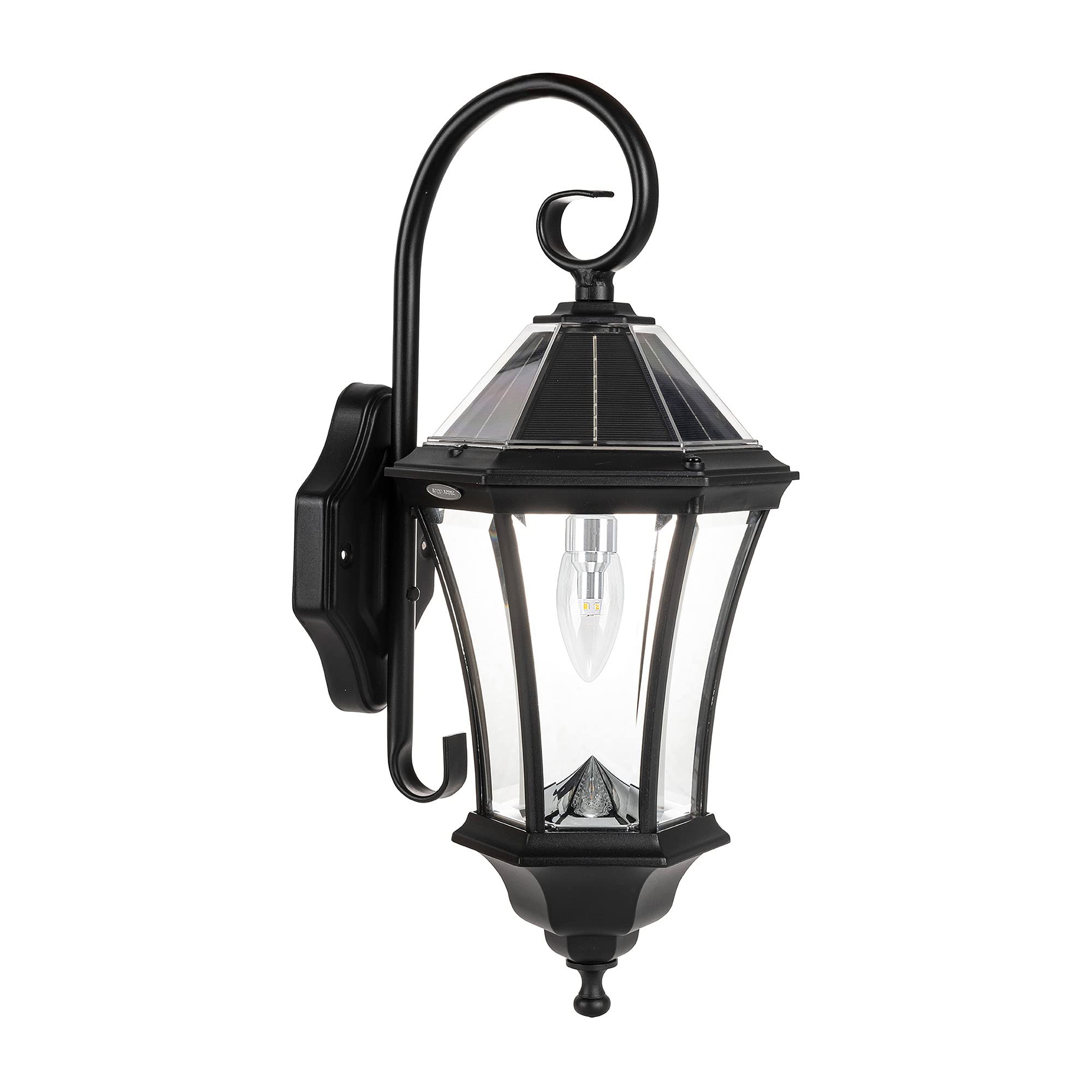 Gama Sonic Victorian Solar Wall Light, 150 Lumens, Cast Aluminum Sconce, Black, Model 94BM50010