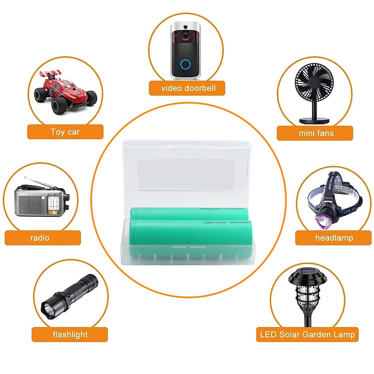 Bfhb 21700 Battery Case Set 5000 Mah For Flashlight - 2 Pack