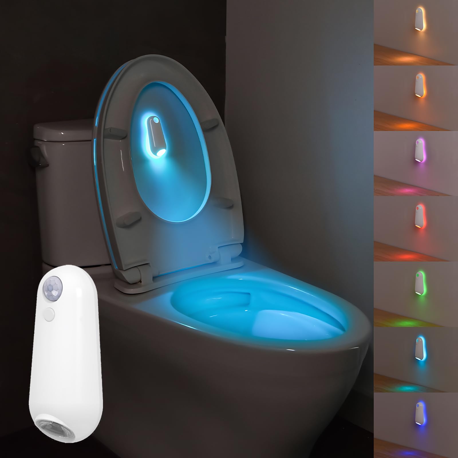 Toilet Light Motion Sensor  8 Colors Changing Rechargable Led Night Light With Star Projection Light  Toilet Bowl Night Light For Bathroom  Funny Gift For Family And Friends (1 Pcs)