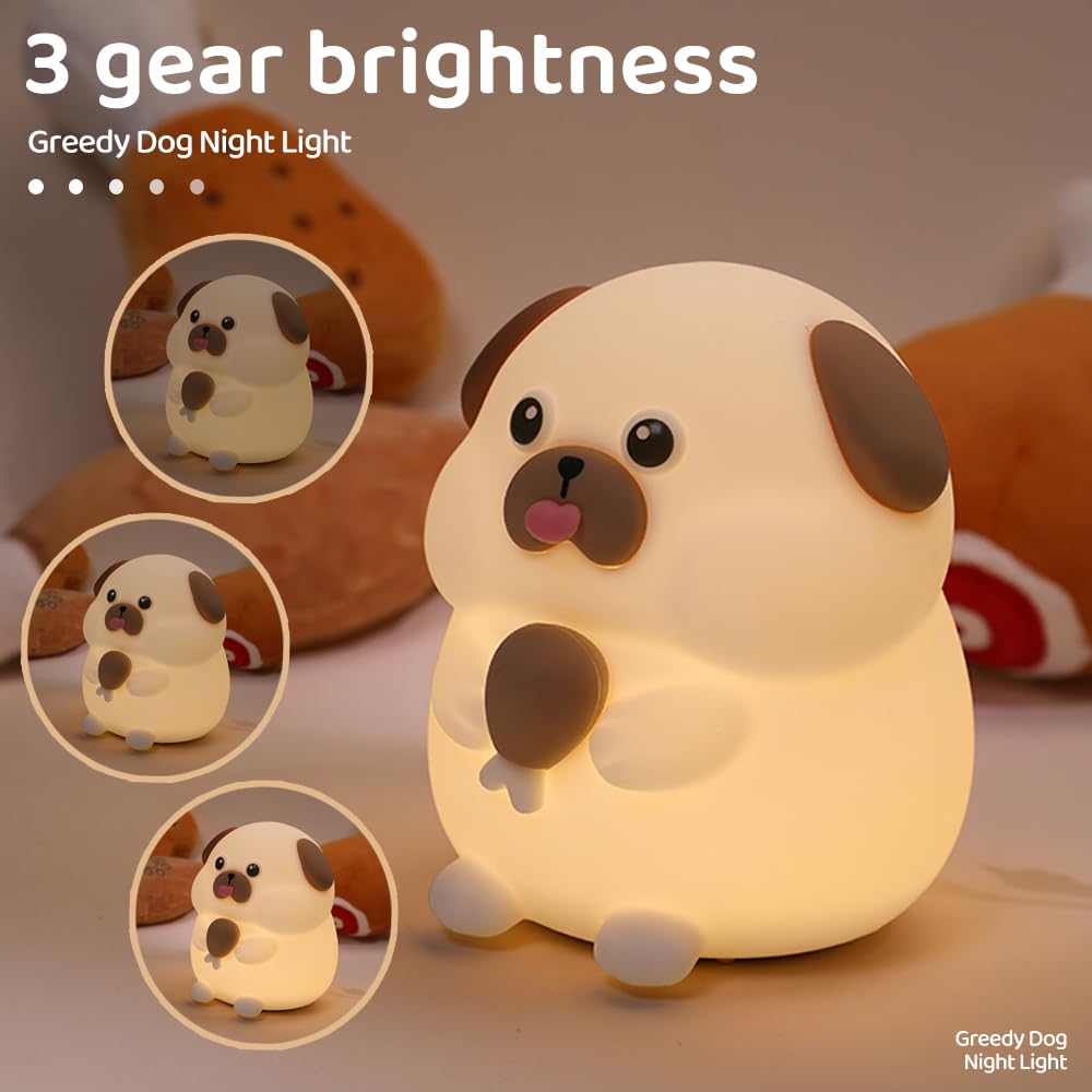 S Nmt Cute Dog Silicone Night Light 7 Colors Changeable 3 Brightness Rechargeable Timing Sleeping Lamp Kawaii Cordless Night Lig