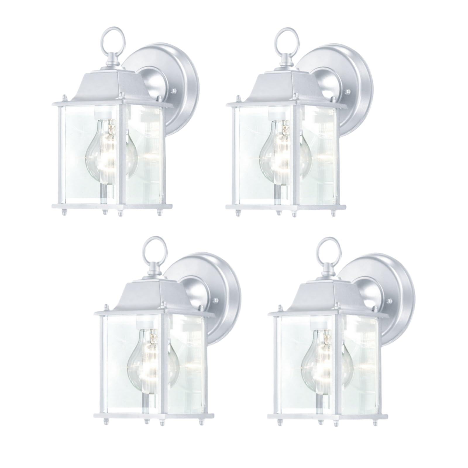 WISBEAM 4 Packs White Outdoor Wall Lantern, Black Exterior Waterproof Wall Sconce for House, Aluminum Housing Plus Glass, Wet Lo