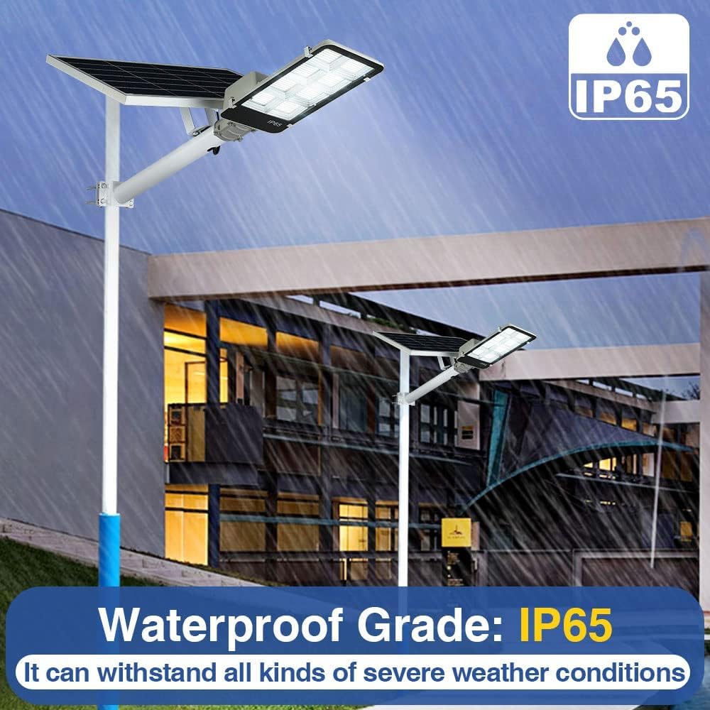 DENGMALL 8000W LED Solar Street Light, Waterproof Outdoor Security Flood Light with Remote Control, Black, Model DMTYNLD-017