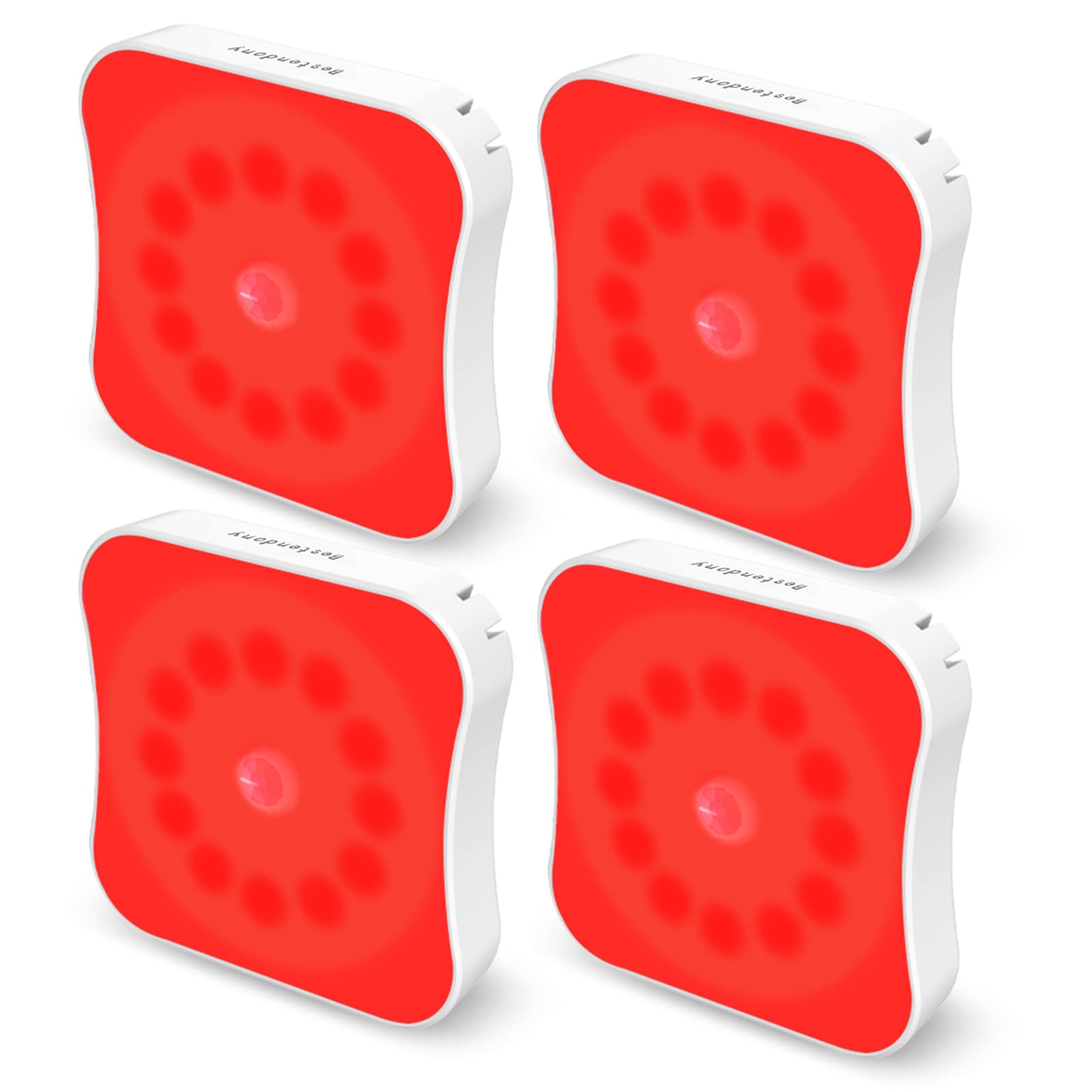 Bestendony Red Motion Sensor Night Lights Rechargeable Battery Operated Red Lights For Sleep Magnetic Red Light Night Lights For Sleep Aid, Bathroom, Hallway, Stair, Bedroom, Kids Room, 4 Pack