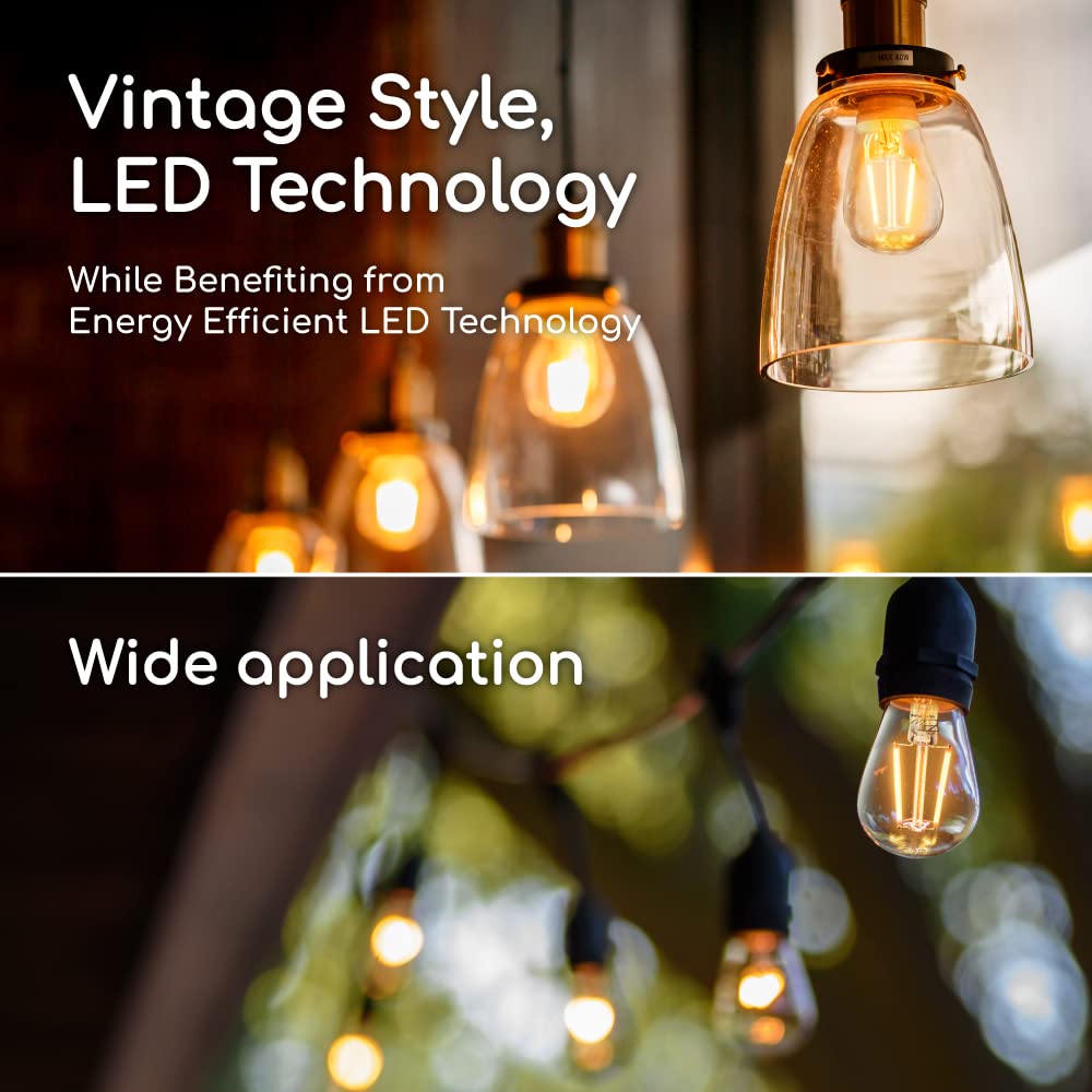 Euri Lighting Es14-2W1120, Non-Dimmable S14 Filament For String Lights, 2W (25W Equal), Warm White (2700K),180Lm, 80Cri, E26, We