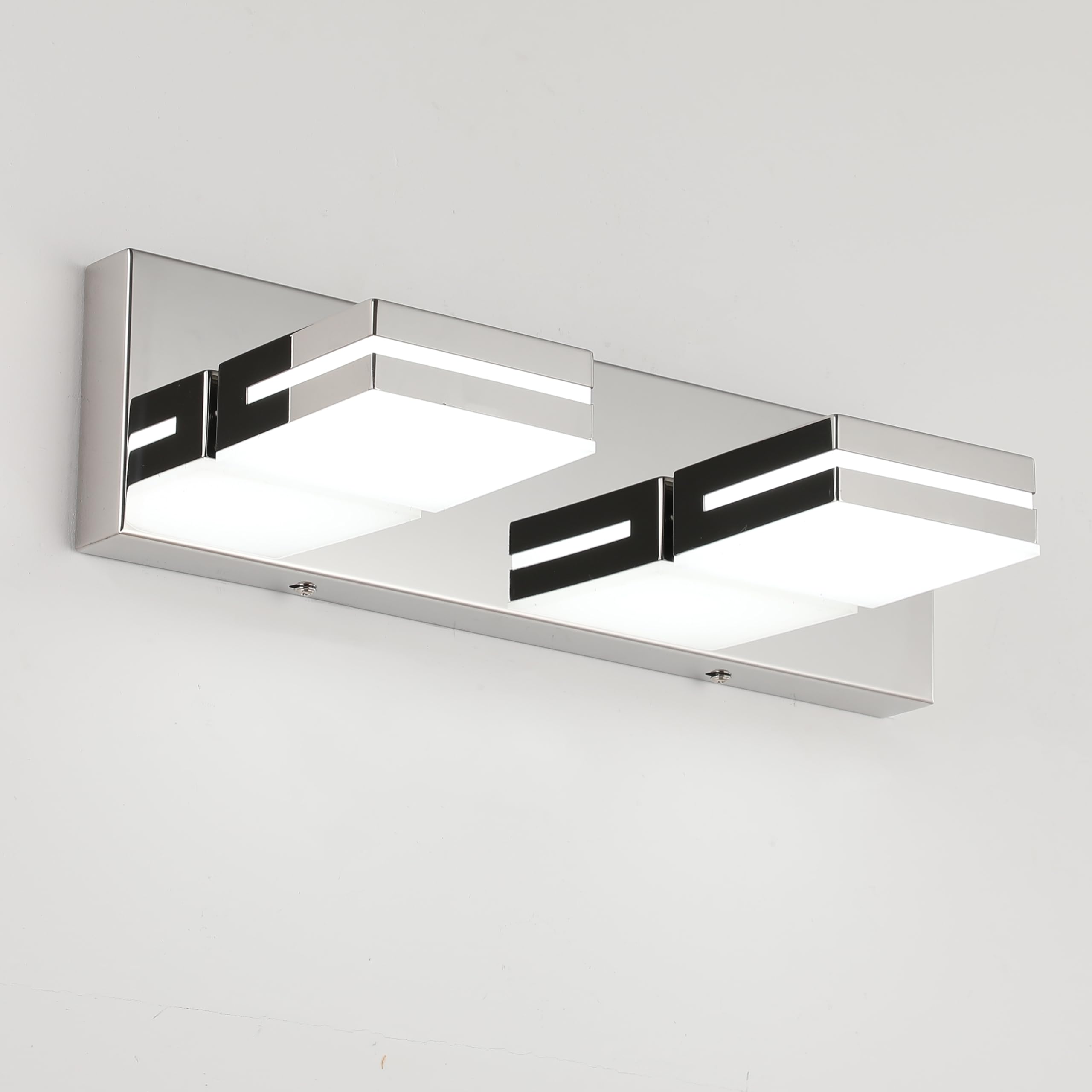 SineRise 2-Light LED Bathroom Vanity Light Fixture, 15.5-Inch, Chrome Acrylic, Cool White 6000K, Model H0001-16
