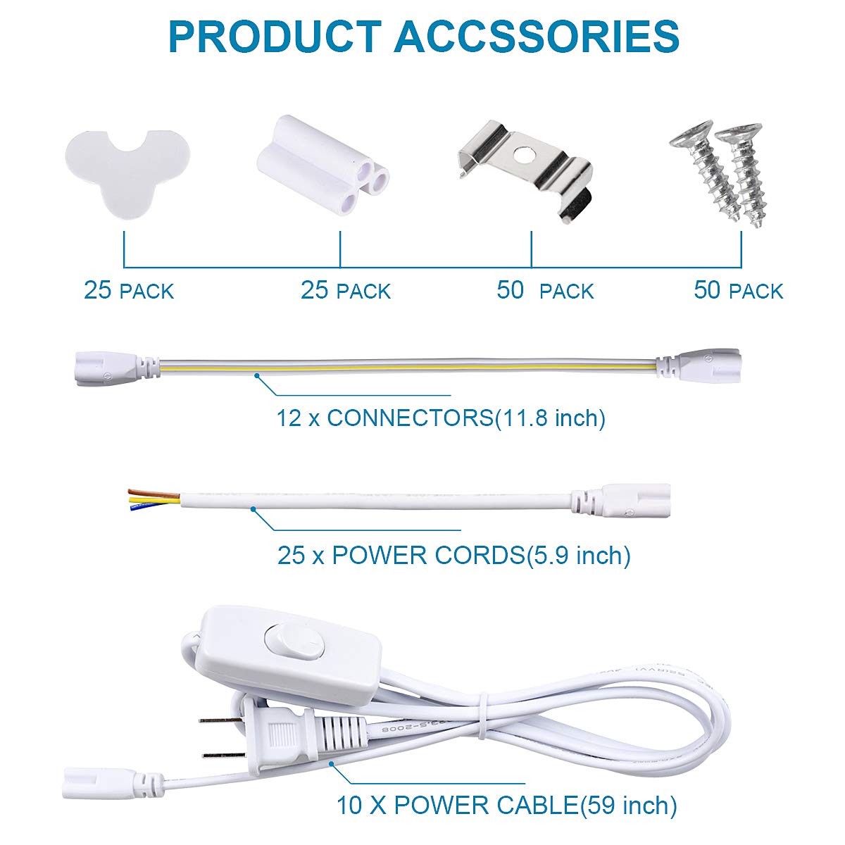 25 Pack,Led Shop Light, 4Ft Led Light Fixtures, 60W 6500Lm 6000K Cool White, V-Shaped T8 Led Tube Lights, High Output, Clear Cov