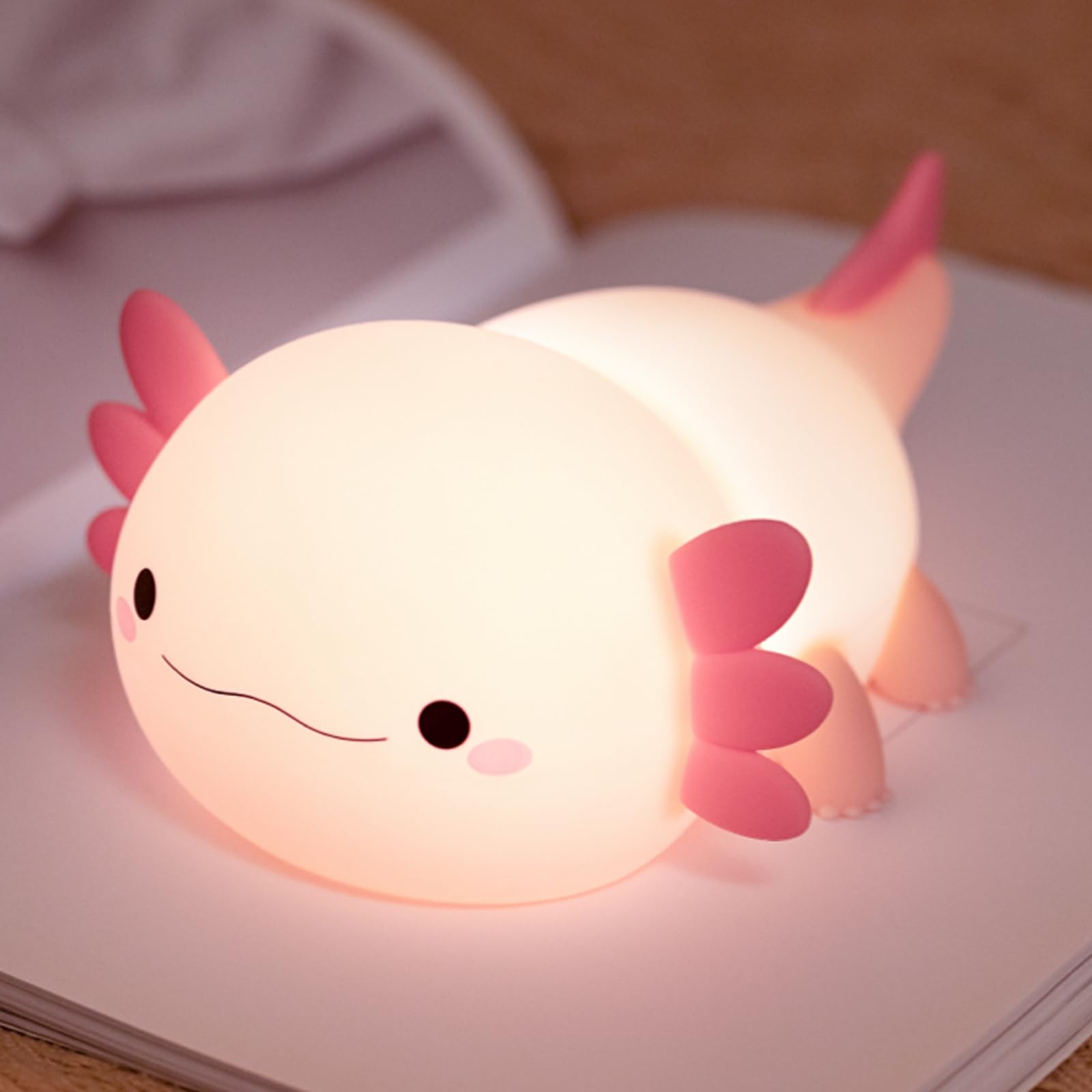 Yr Yrhh-Pet Axolotl Cute Night Light For Kids  Axolotl Lamp Girls Xmas Gifts  Rechargeable Bedside Nightlight  Squishy Dimmable Silicone Led Funny Animal Light  Baby Nursery Dorm Kawaii D?Cor Toys