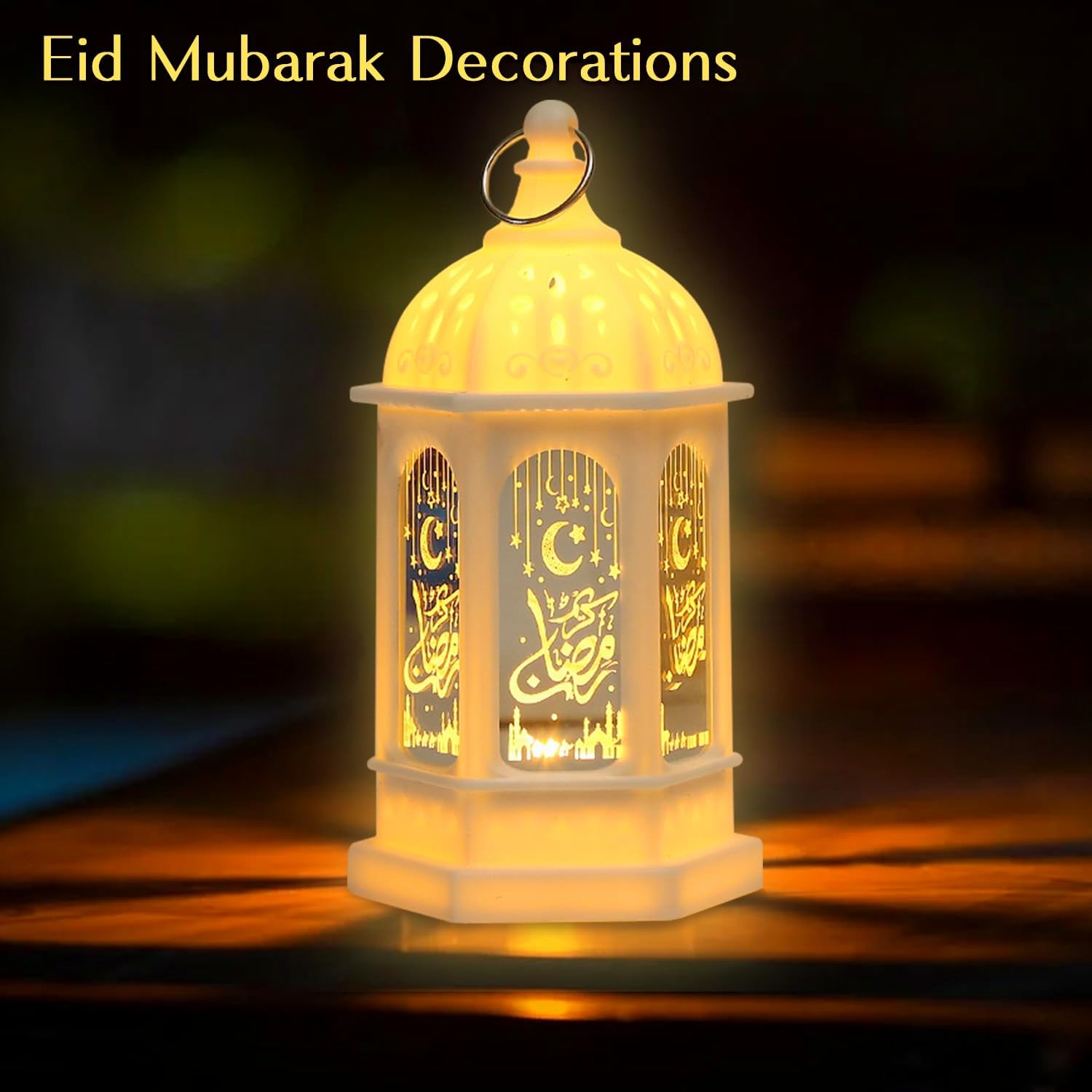 Lifnatty Ramadan Lantern Lights 2 Pack, White ABS Mini Decorations, Model 01