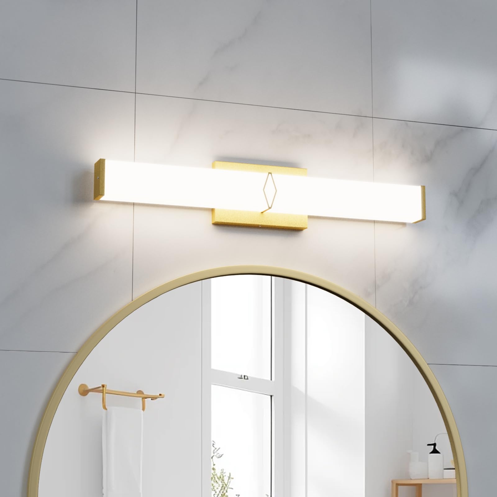 HYXMakeIt Bathroom Light Fixtures Over Mirror Bathroom Vanity Light 24inch Dimmable 25W 2500lm Gold LED Vanity Lights 5700K Daylight LED Lighting Fixture ETL Certified