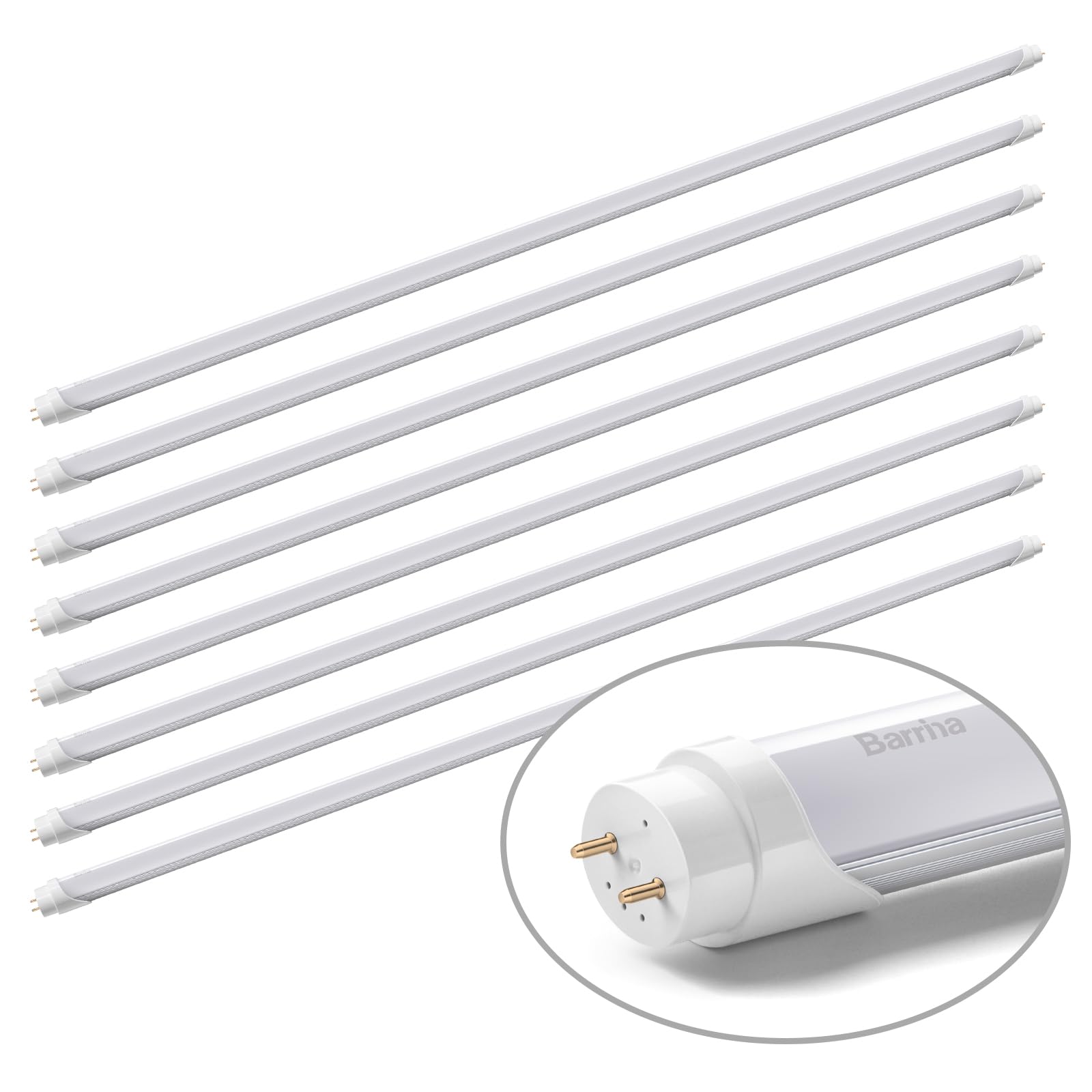 Barrina LED Light Bulb T8 4ft Replacement for Fluorescent Tubes, 24W 6000K Super Brightness Daylight White, Dual-End Powered, ET